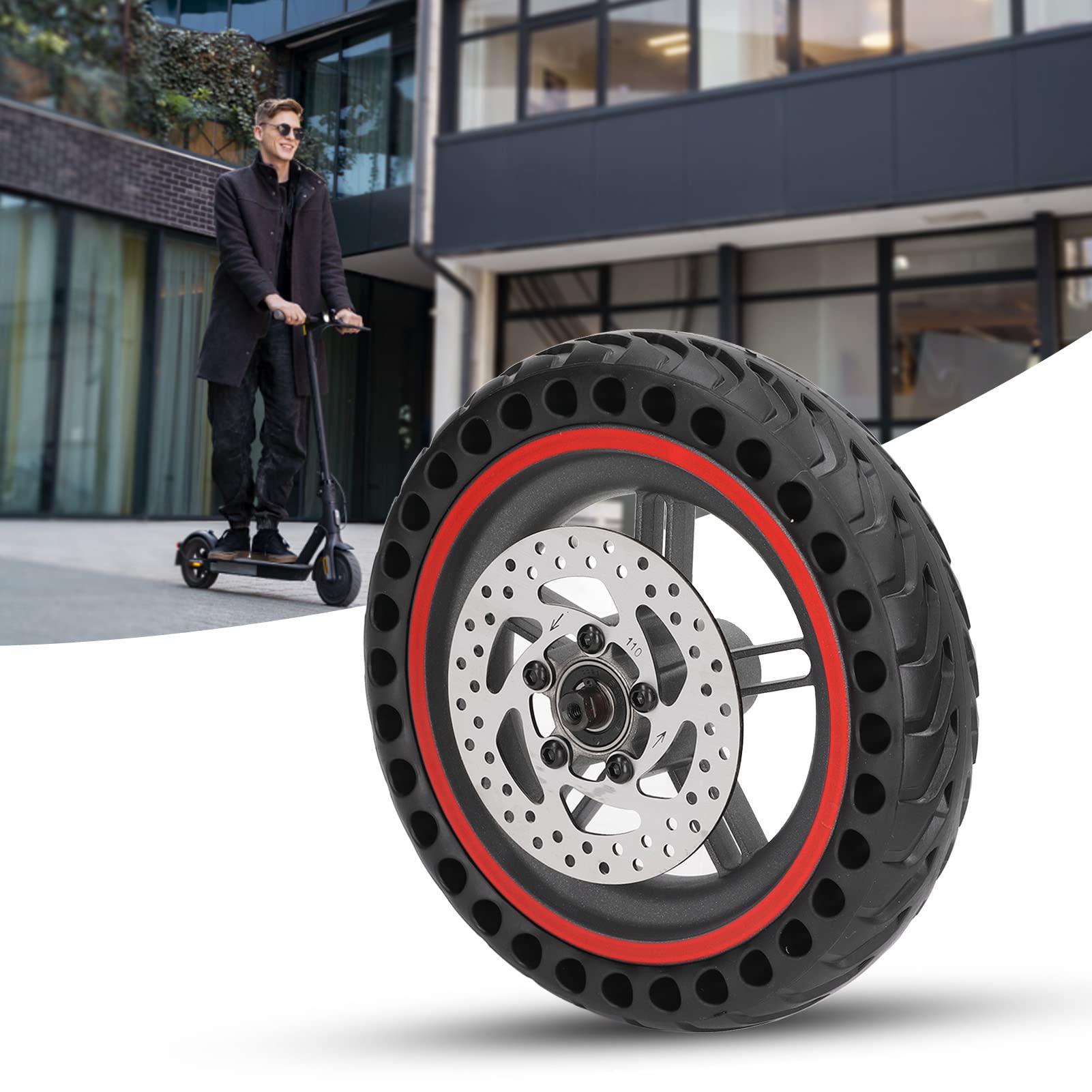 BuyWeek Ruota Posteriore per Pneumatici per Xiaomi M365 1S, in Lega di Alluminio in Gomma con Dotato di Freni a Disco da 110 mm