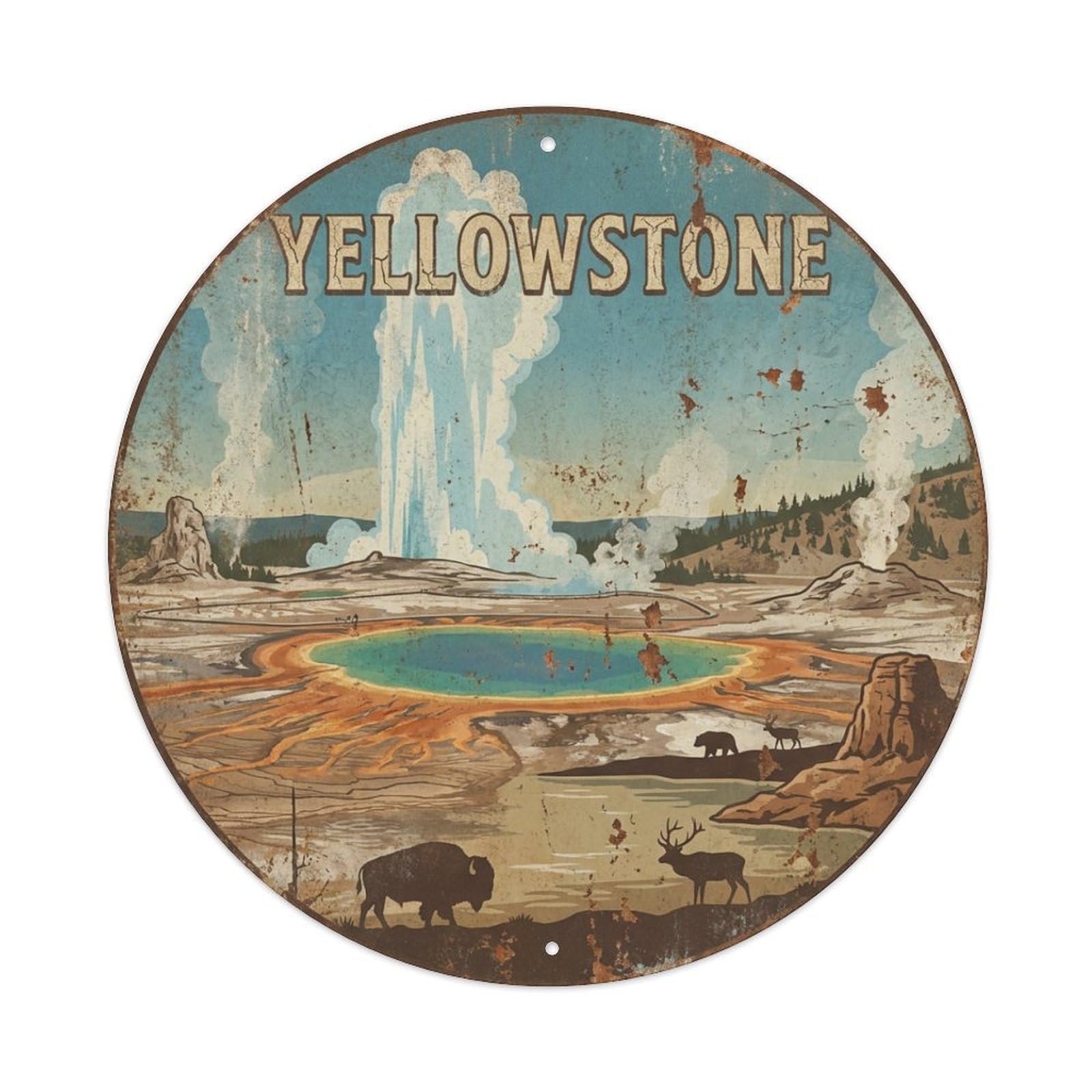 Travel Vintage USA Yellowstone Metal Tin Sign