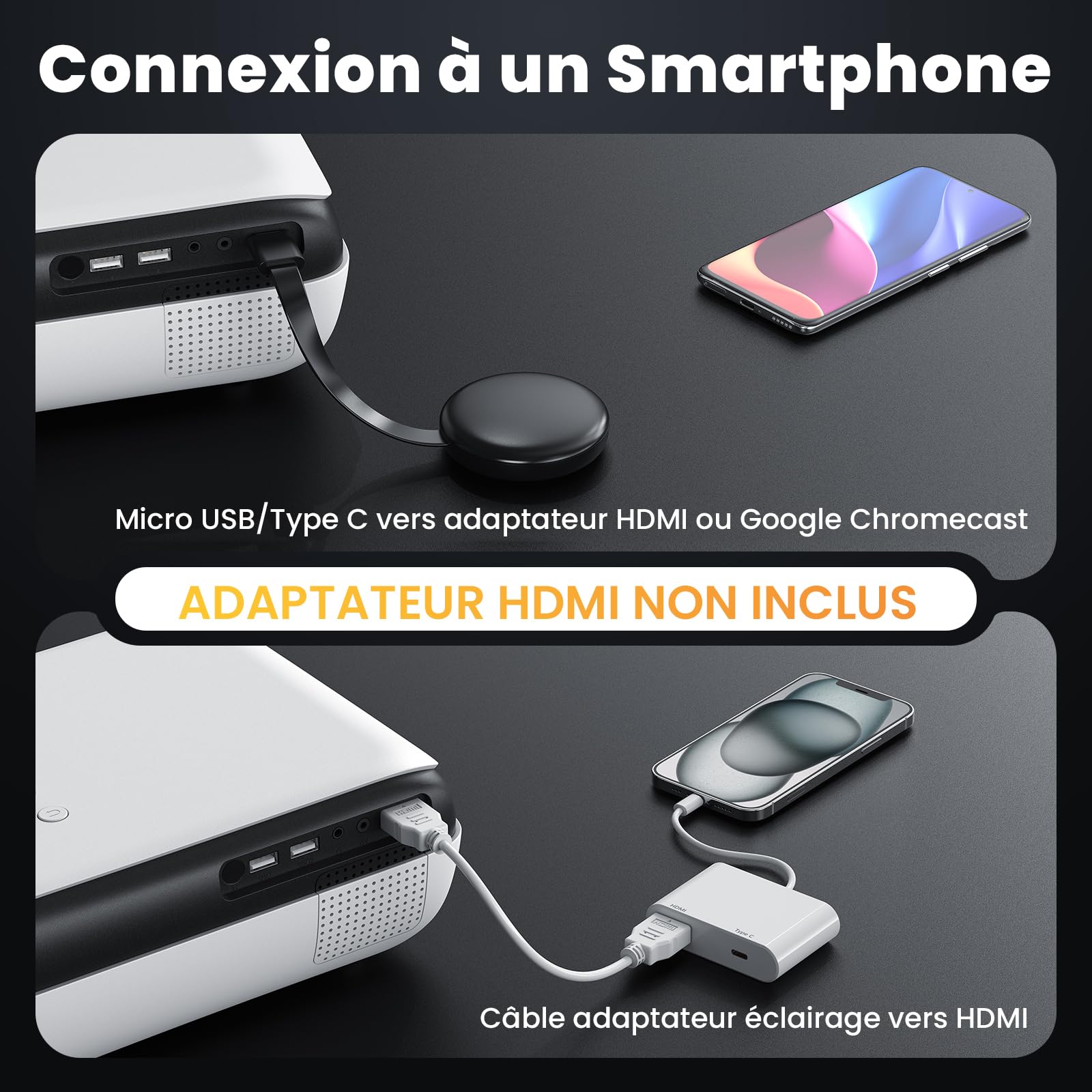 HOPVISION Projecteur 4K Supporté, Mini Projecteur Bluetooth 5.1 Home Cinéma 9500 lux Vidéoprojecteur, Natif Full HD 1080P Retroprojecteur 180'' pour Extérieur/Maison Fire Stick/Smartphone/PS5/HDMI