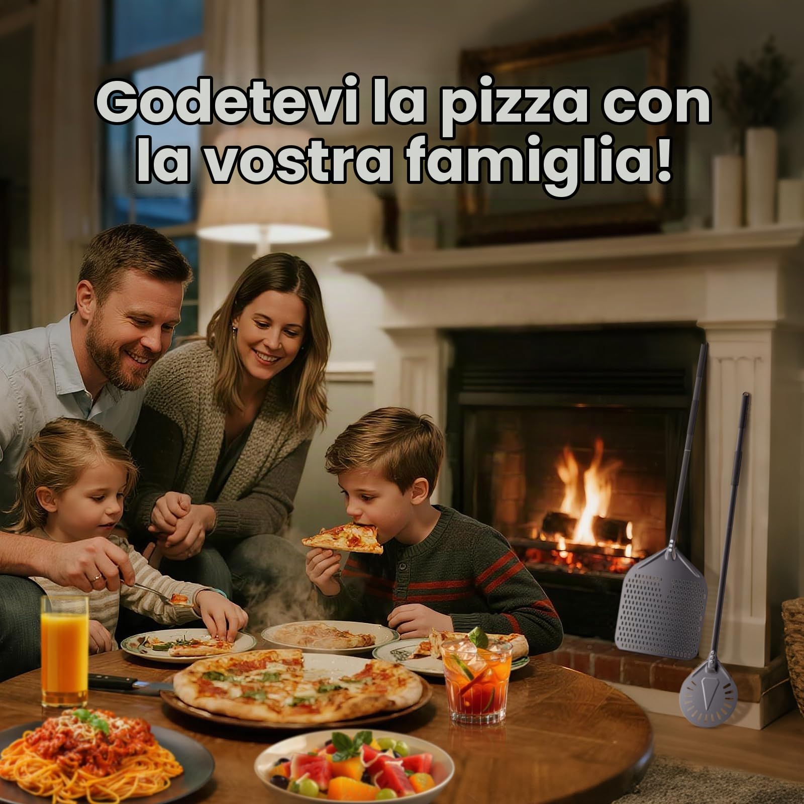 34CM & 23CM Pala per Pizza Forata Professionale in Alluminio Anodizzato Duro Pizza Paletta 120CM