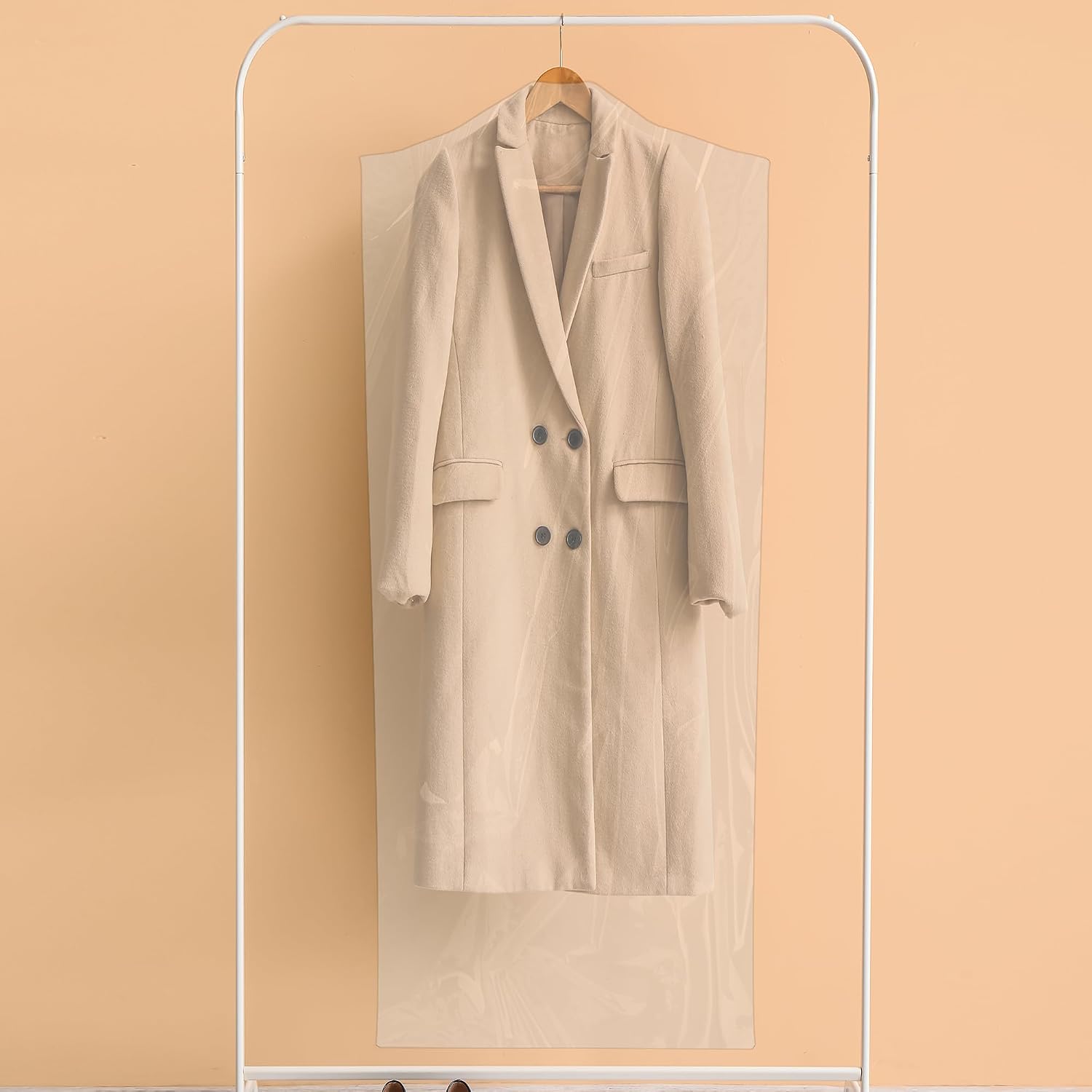 60inch Dry Cleaning Bag - 50pcs Extra Long Plastic Clear Dress Bags for Gowns, Disposable Garment Bags for Hanging Clothes