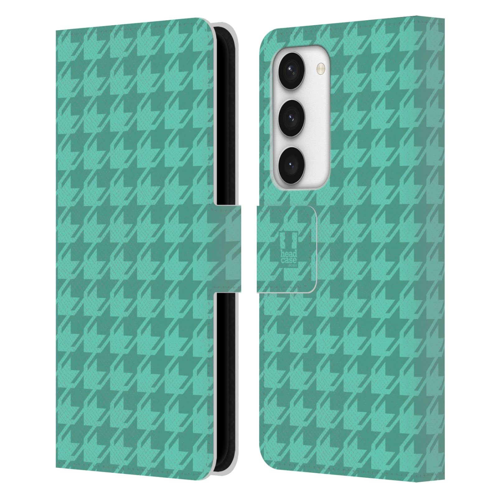 Carcasa de cuero Samsung Galaxy S23 5G Head Case Designs con acabado premium cian 7