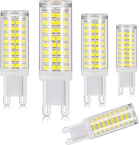 XRZT Bombillas LED G9, color blanco, 6000 K (7 W), 60 W, 75 W, equivalentes a halógenas, T4 750 Lm AC120V G9, bombillas de araña para iluminación