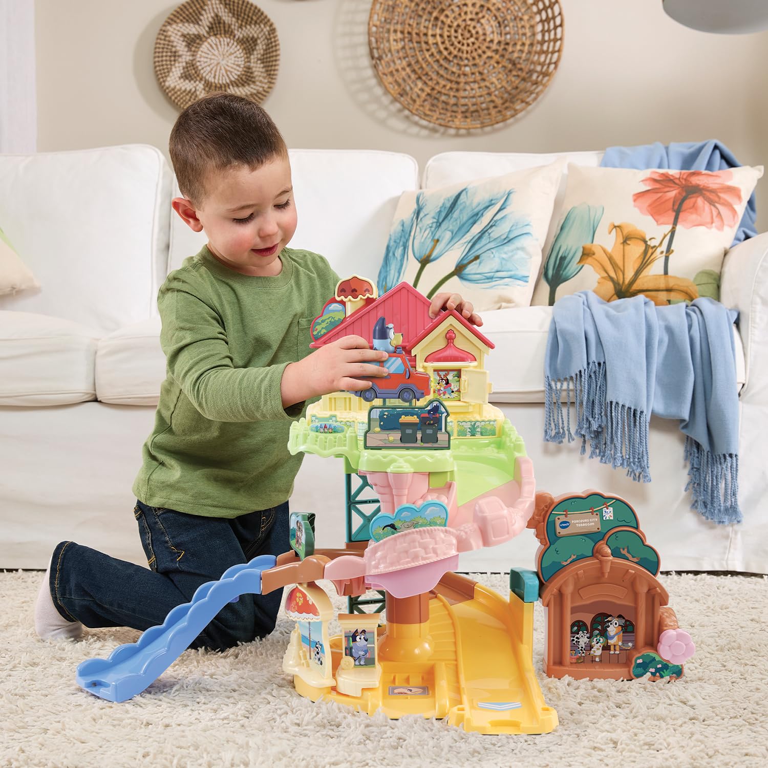 VTech Tut Tut Bolides Bluey Parcours City Toboggan, Circuit Voiture Enfant