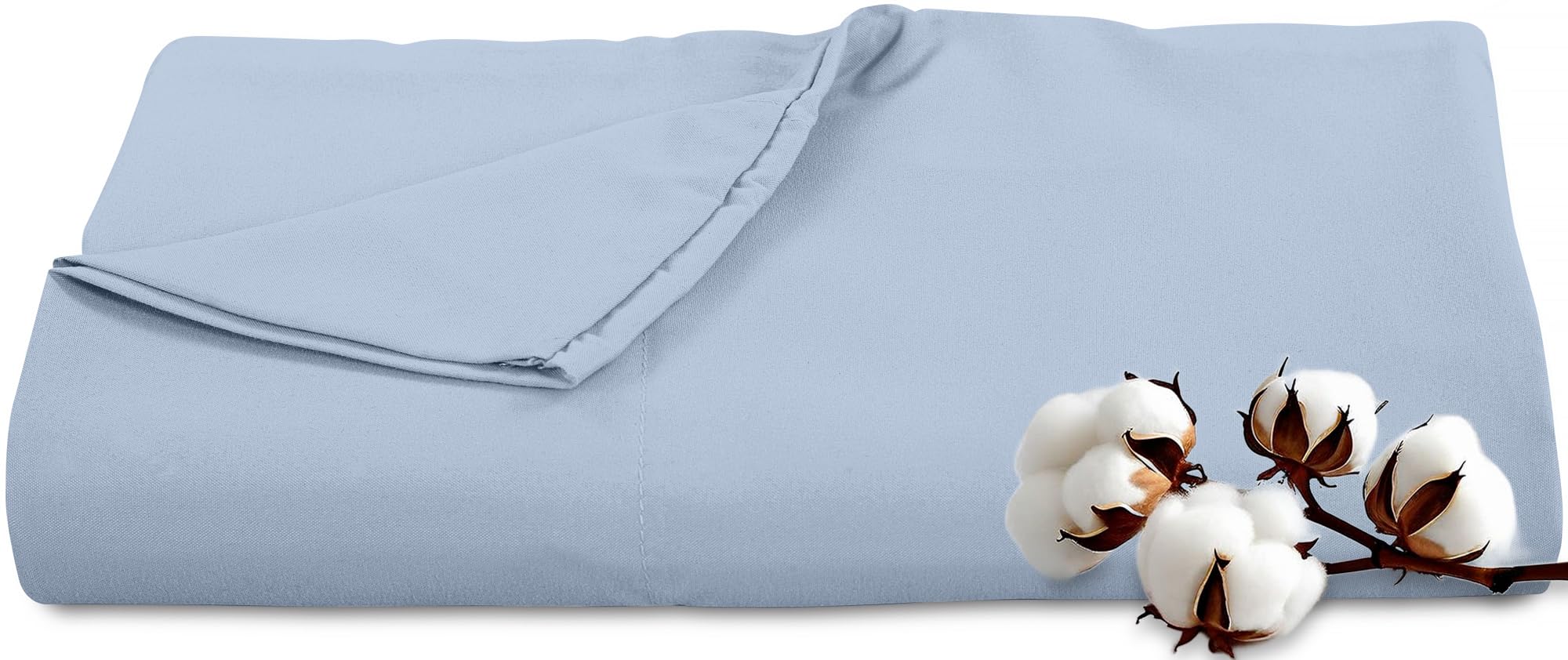 Royale Linens 300 Thread Count 100% Cotton Twin XL Flat Sheet - Super Soft Flat Sheets Only - Top Sheet Sold Separately - Breathable, Cool &amp; Crisp Lake Blue Flat Sheet (Twin XL, Lake Blue)