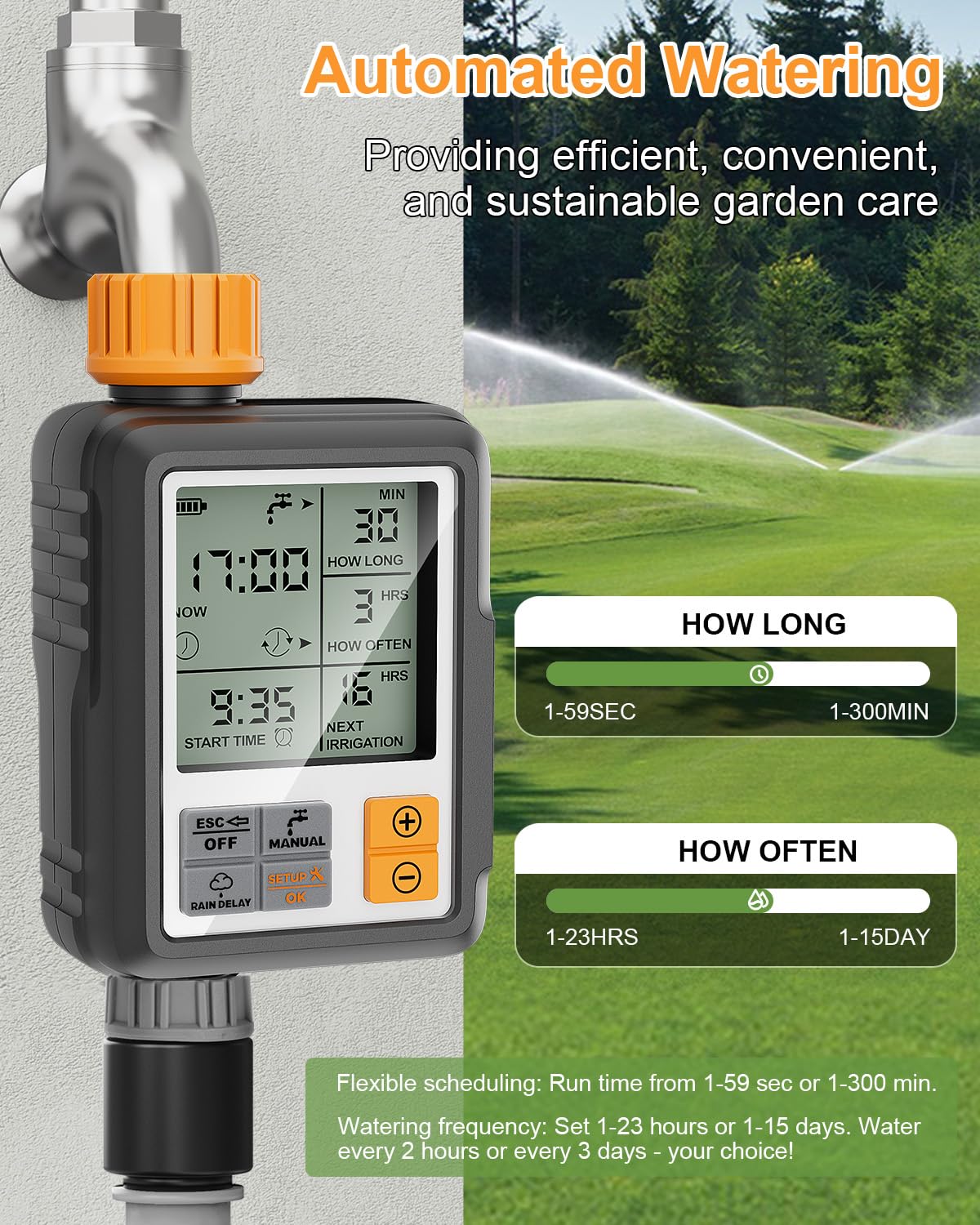 Bewässerungscomputer mit 1 Ausgang LCD-Display Automatische Water Timer für Garten/Balkon/Gewächshaus
