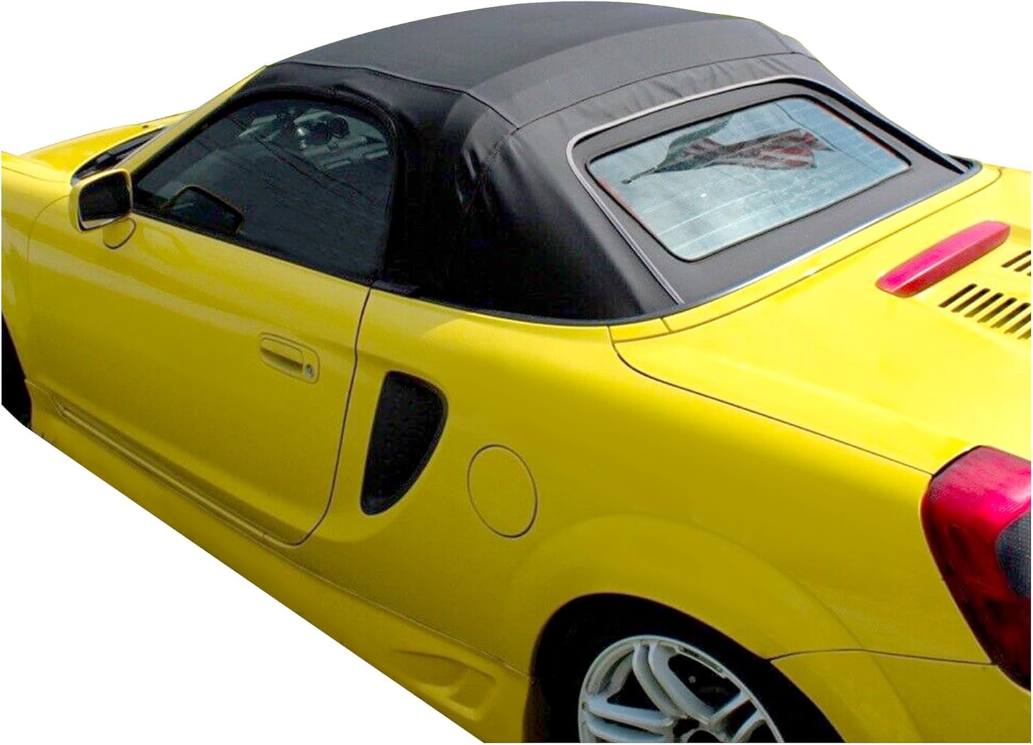 KUAFU Convertible Soft Top Compatible with 2000-2007 Toyota MR2 Spyder w/Heated Glass Window Sailcloth Vinyl Black