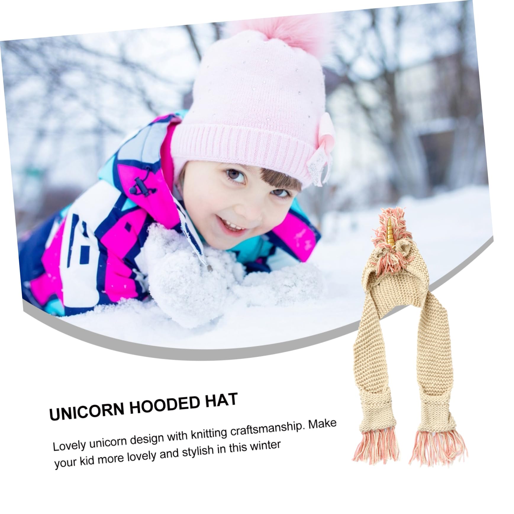 Ipetboom Gorro de Unicornio para Niños en Acrílico Dorado, Tejido