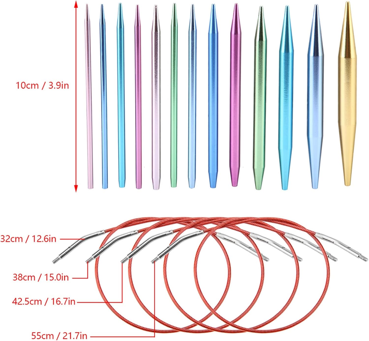 LckCryspho かぎ針編みフックセット ゴム糸ループ付きアルミニウム合金 &ndash; 滑らかなハンドルで快適編み 、安全設計で使いやす