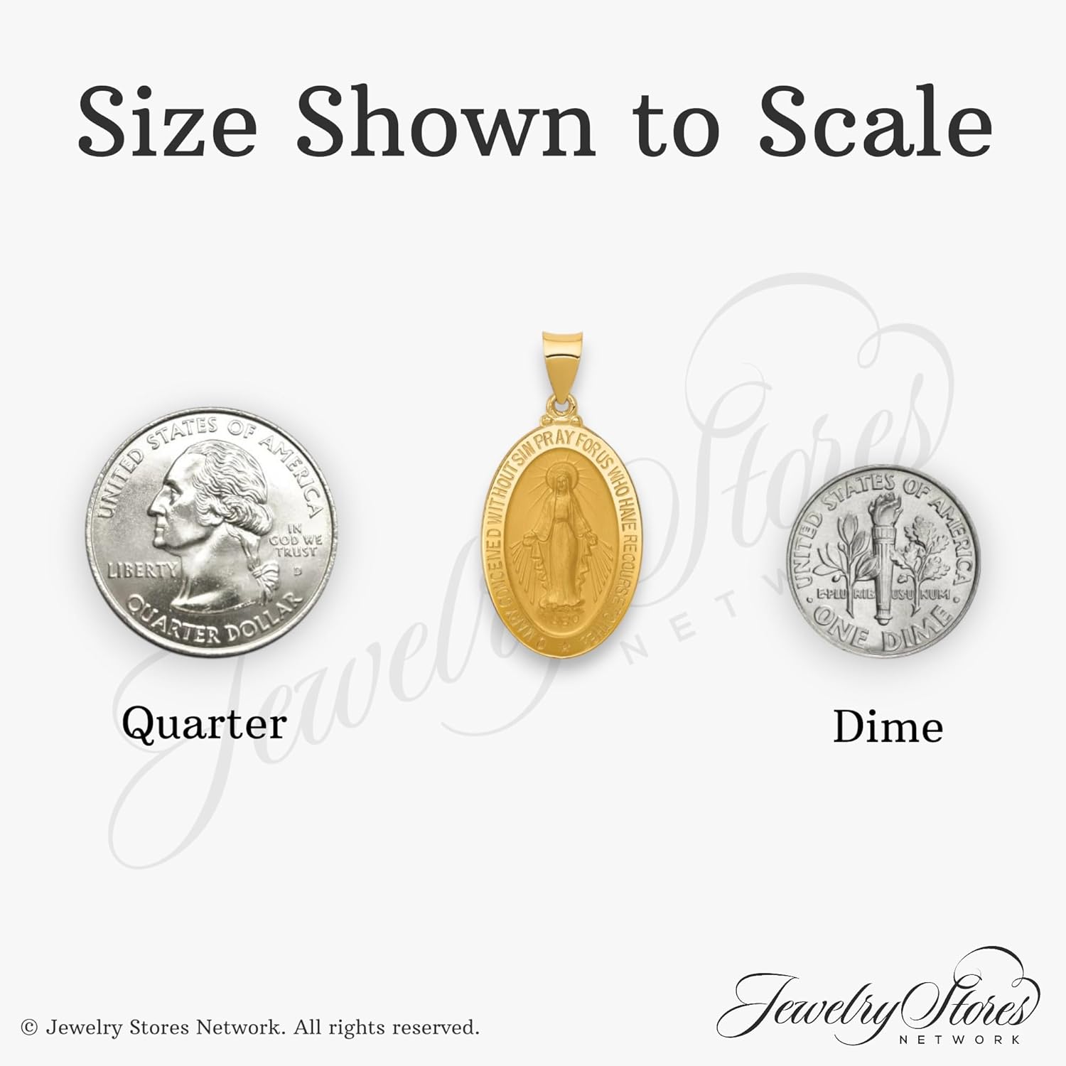 14k Gold Virgin Mary Miraculous Medal Pendant - Oval Mother Mary Necklace Charm with Sacred Words - Handcrafted Religious Jewelry Made in USA - Traditional Catholic Design