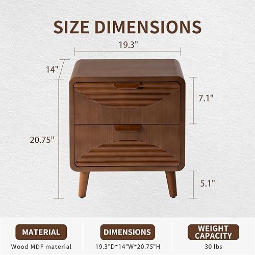 Miniatura 73 de COSIEST Mesita de noche, mesa auxiliar rústica con 3 cajones, mesita de noche de madera vintage con patas sólidas, mesa auxiliar moderna para Patrón