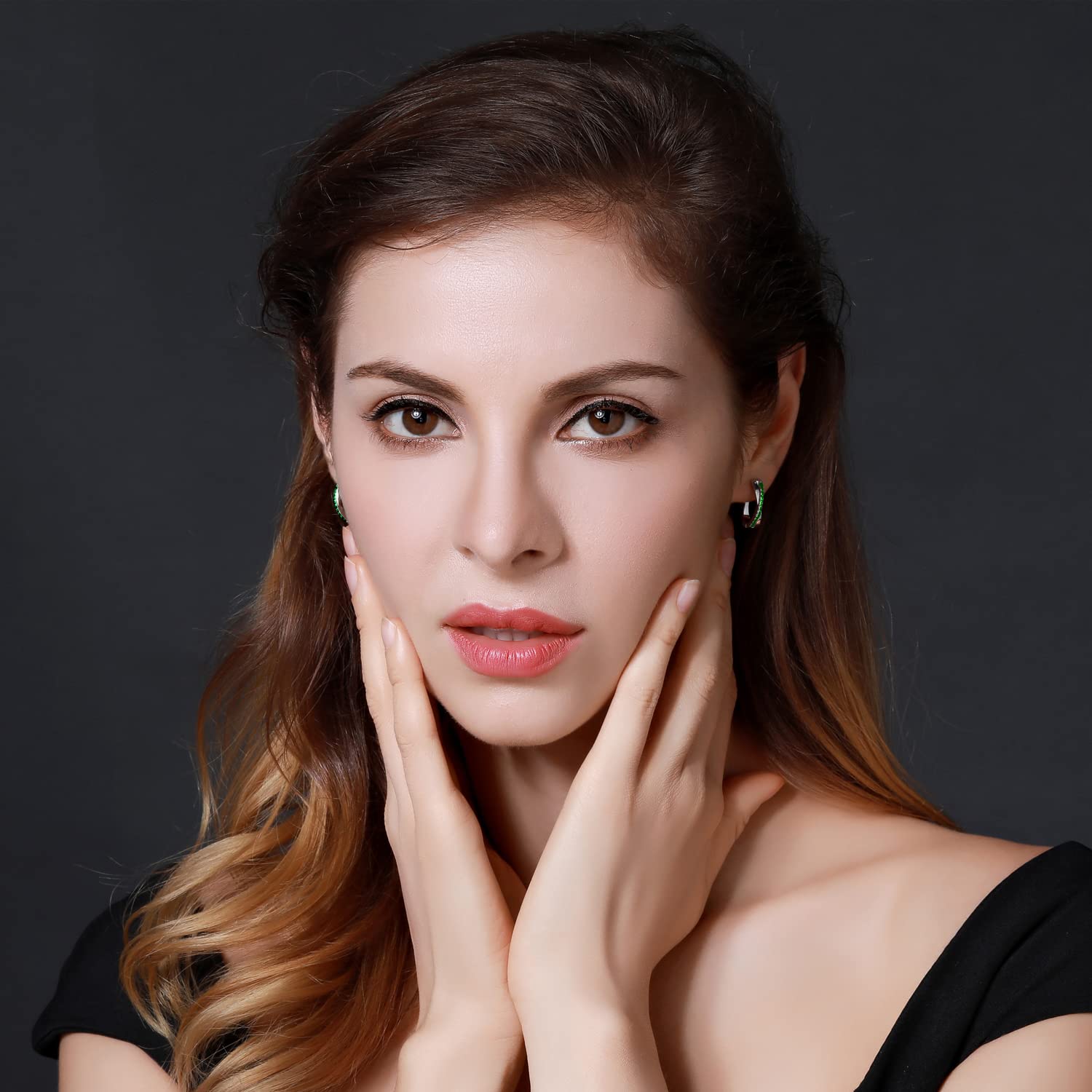 YOURDORA Donna Orecchini a Cerchio Originali in Argento 925 Zirconi Anello Contorto Idea Regalo Gioielli