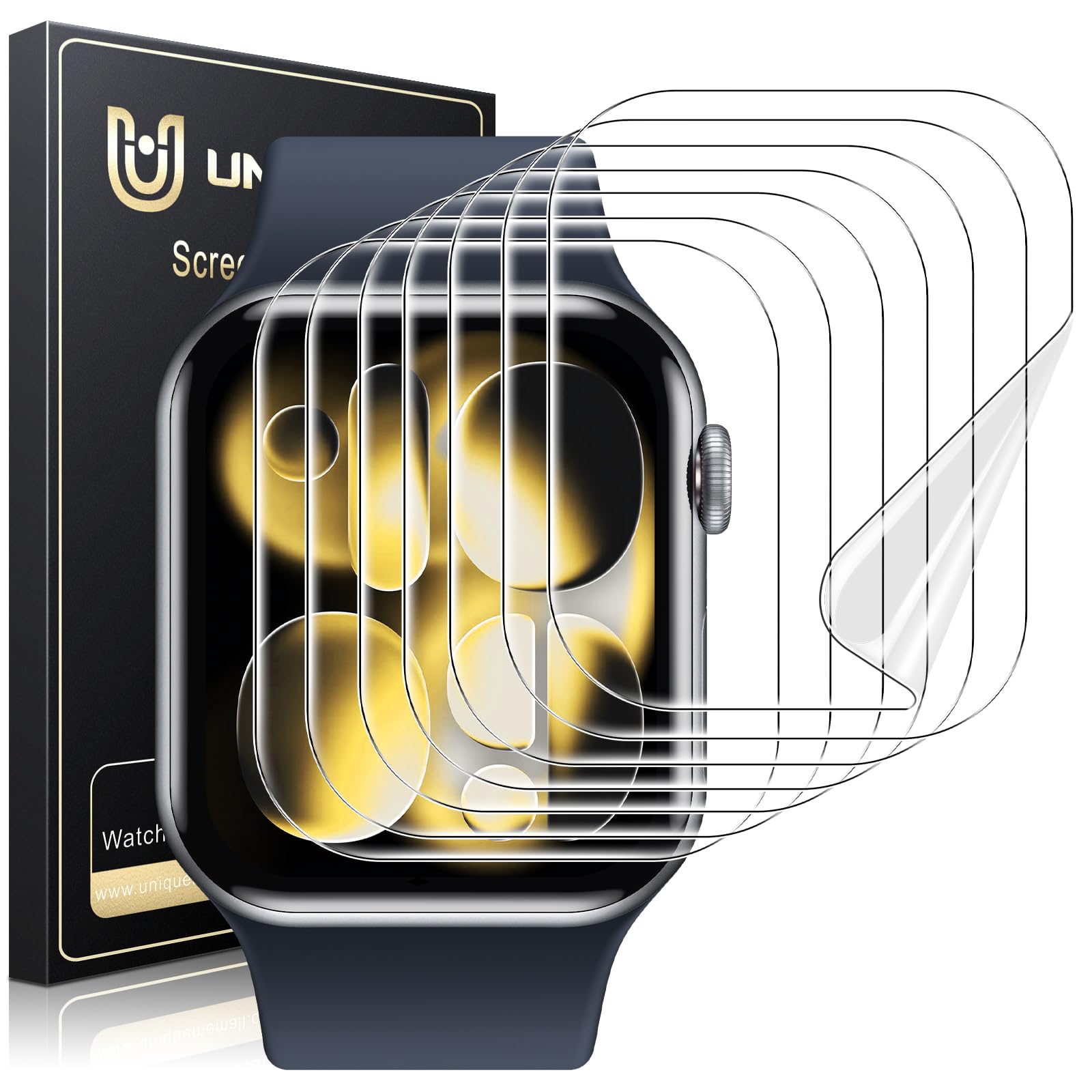 UniqueMe für Apple Watch Series 10 46mm Schutzfolie - 8 Stück, Flexible TPU, für iwatch 46mm Displayschutz, Blasenfreie, Weich HD Klar Displayfolie, Volle Abdeckung, Anti-Staub