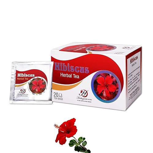 HERBOGANIC Té de hierbas de hibisco - Digestión y apoyo inmunológico  Mezcla refrescante y deliciosa  Ingredientes naturales  20 bolsas de té