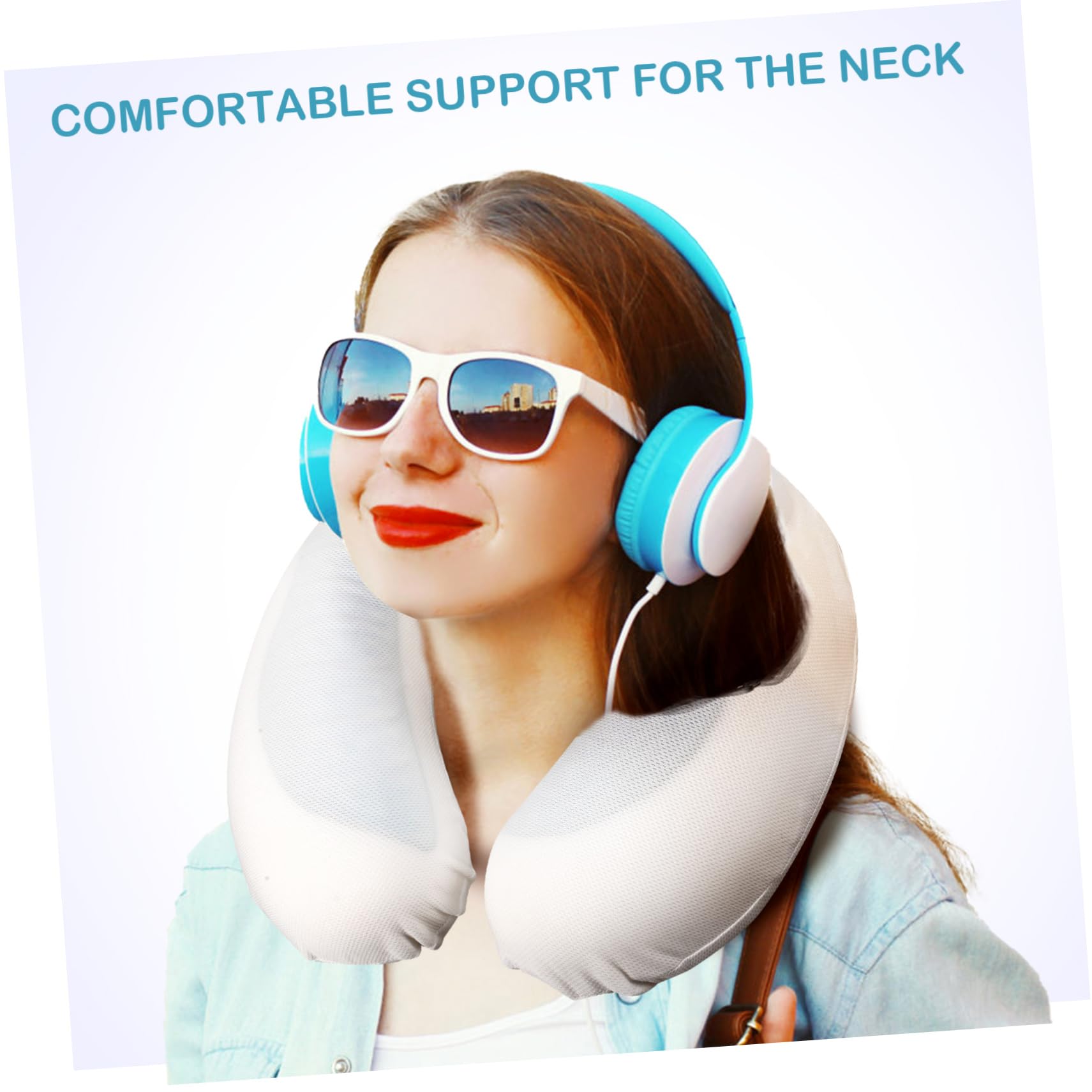 Cuscino Cervicale da Viaggio a U in Cotone e Gel, Bianco | Adulti, Design Compatto e Leggero, Supporto per Collo, Uso Casa e Ufficio