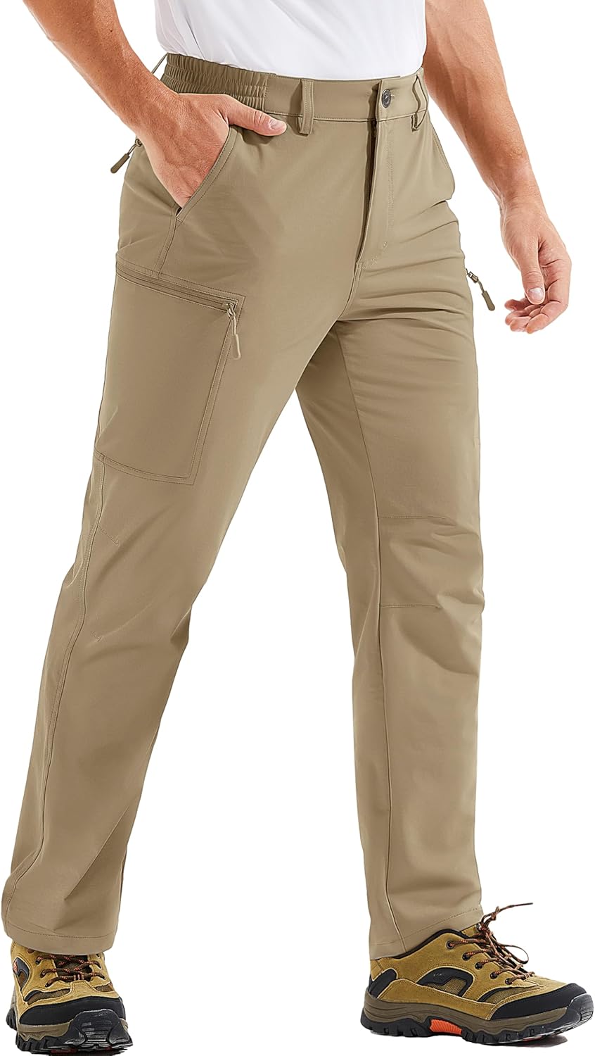 TACVASEN Men's Hiking Cargo Pants with 6 Pockets Lightweight Water Resistant Quick Dry Travel Pants for Men Work Outdoor