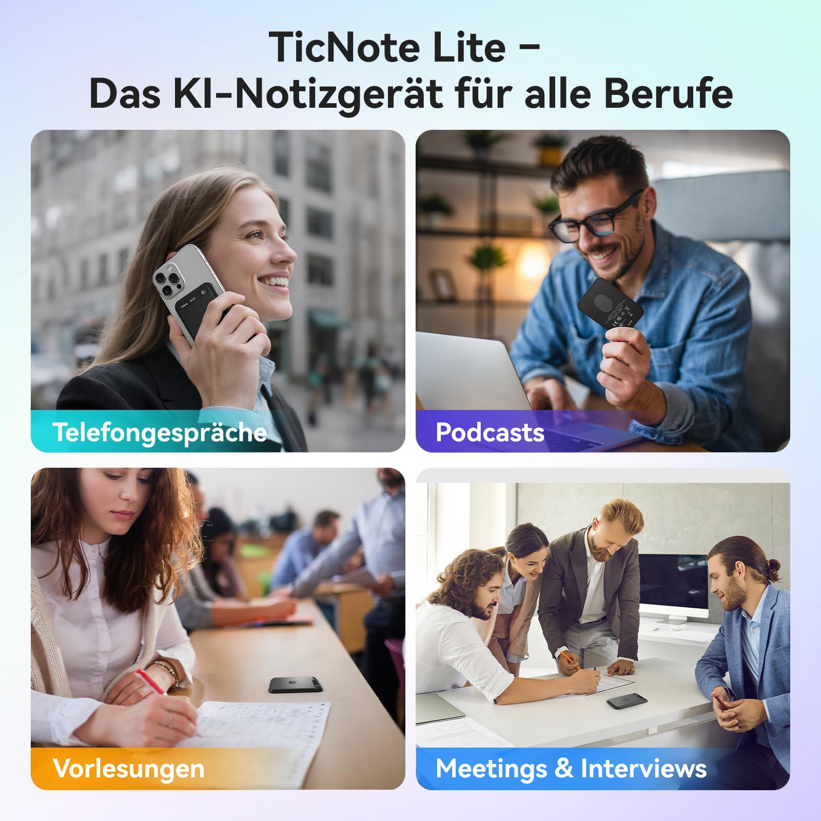 Mobvoi TicNote Lite KI Sprachrekorder 4 GB, KI-Notizgerät m. Echtzeit-Transkription & Zusammenfassung, App-Steuerung, 120+ Sprachen, KI-Rekorder m. Display für Vorlesungen, Meetings, Anrufe