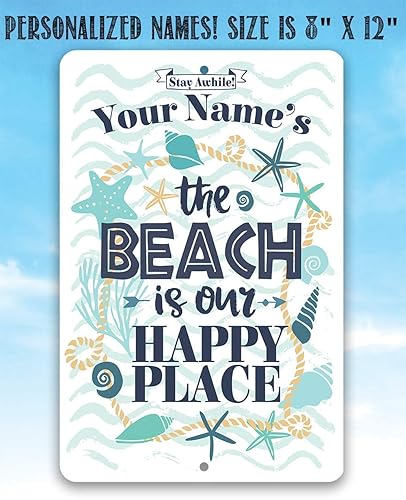 Miniatura 8 de Personalized - The Beach is Our Happy Place - Custom Beach House Decor, Sea Shells Front Beach Display, Surf Camp Wall Accessories and Gift Idea,