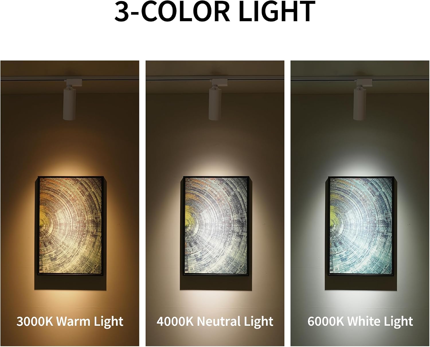 Aisilan 15W LED Track Lighting Heads, 3 CCT Dimmable H Type Track Light Replacement Fixtures, White Ceiling Spotlight Indoor for Gallery, Kitchen, Living Room, Commercial, Flicker-Free, CRI 97