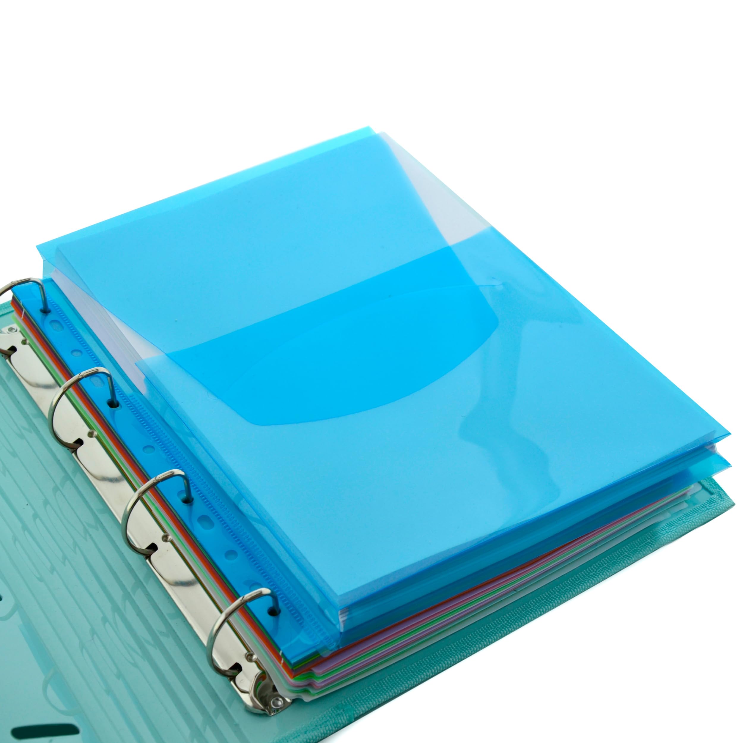 Pack 10 Dossier Bolsa para con fuelle de 2 cm de Gran capacidad y multitaladro para Archivar en anillas –Polipropileno 100% Reciclable de gran resistencia y Calidad by Office Box (Azul)