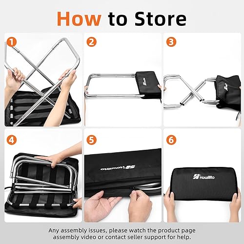 Miniatura 8 de Taburete de campamento, taburete plegable portátil de 16 pulgadas de alto con bolsa de transporte, silla ultraligera mejorada con asiento espacioso