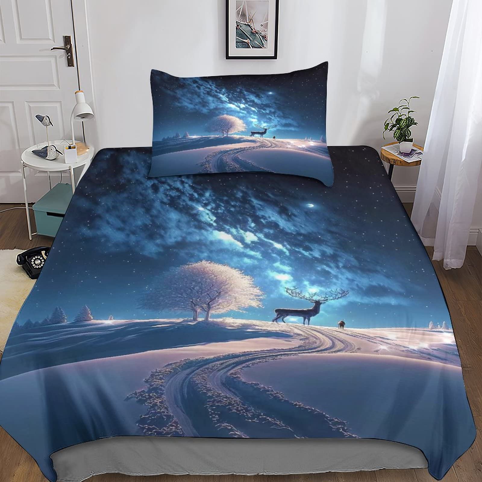 Housse de couette wapiti cadeau de Noël idéal parure de lit 2 pièces microfibre pour enfant
