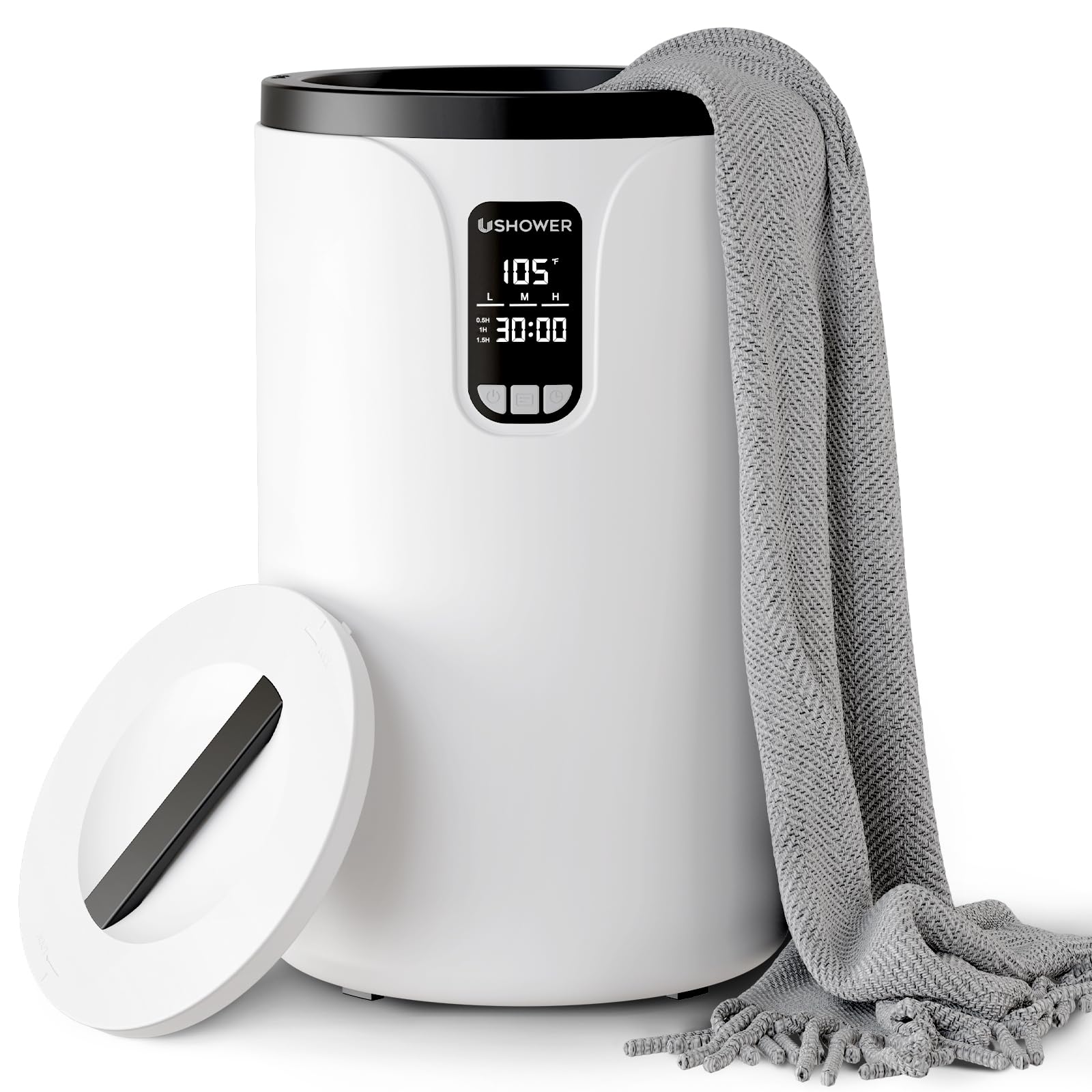 USHOWER Towel Warmers for Bathroom, 20L Large Towel Warmer Bucket for Spa, LCD Screen Display Time, Temperature, Auto Shut-Off Towel Heater Fits Two 40"x70" Oversized Towels, Blankets, Bathrobes, PJ’s