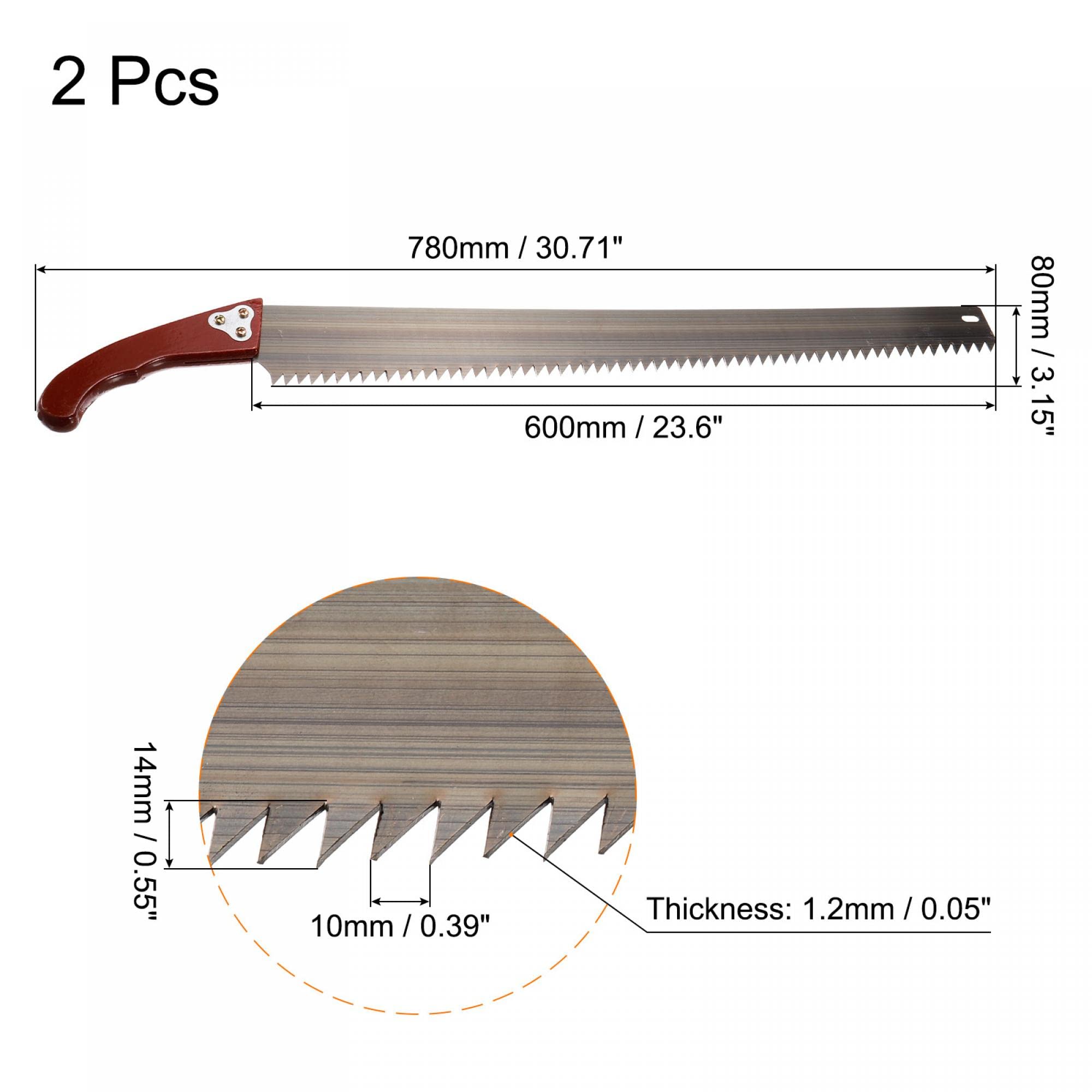 uxcell 24 Pulgadas Manual Podar Sierra con Hoja recta Madera Mango para Campamento Jardín Árbol Ramas Recorte, 2uds