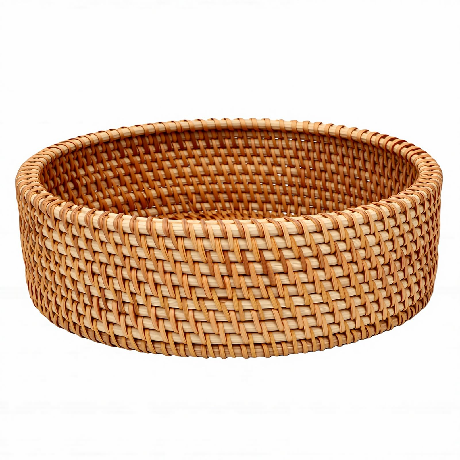 Demeras Cesta Calentadora de Tortillas Tejida a Mano de Ratán con Tapa, Estilo Mexicano, para Comidas Familiares, Decoración de Cocina, 10,2x3,5 Pulgadas