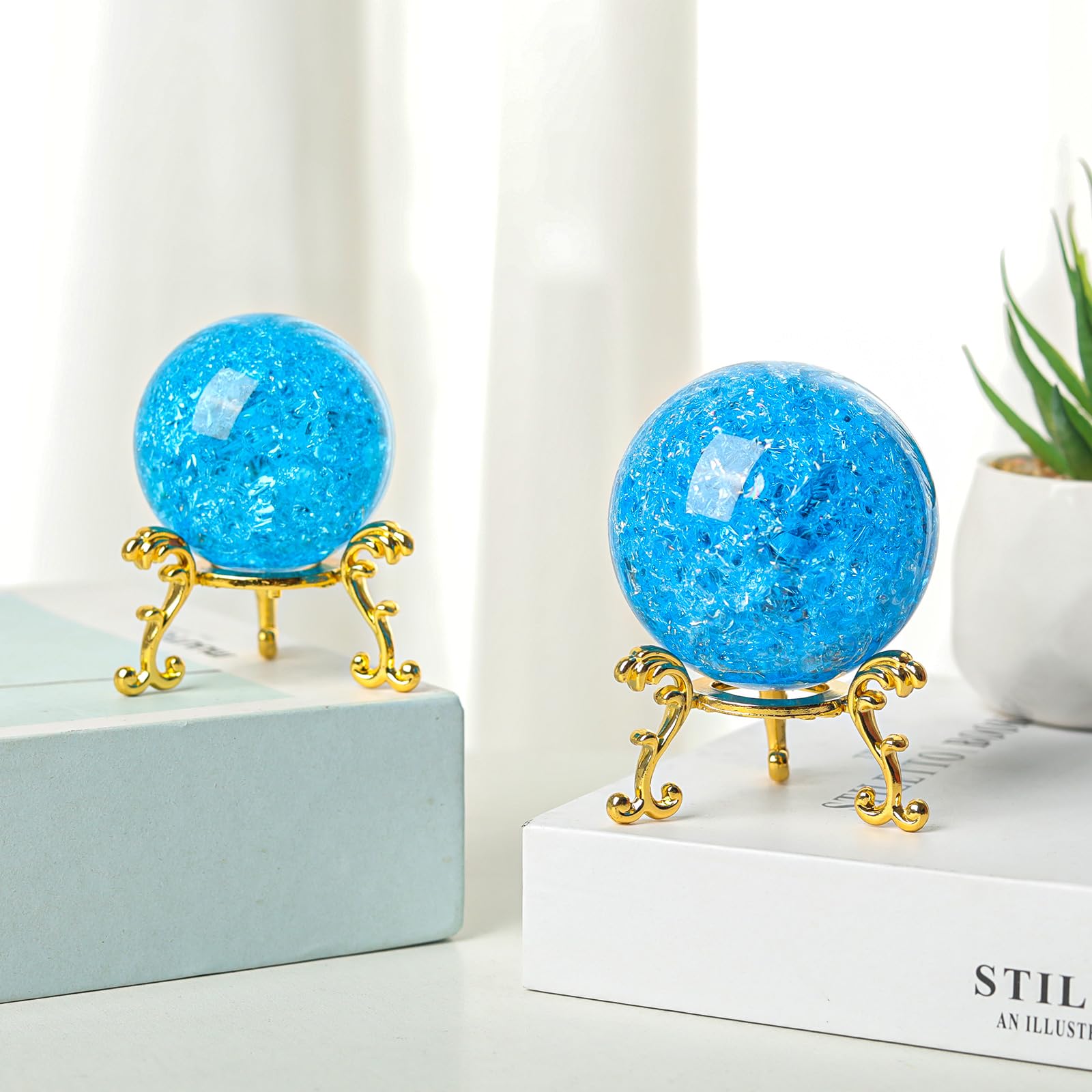 Amazon.co.jp: LONGWIN 50mm氷割れクリスタルボール装飾ガラスボール