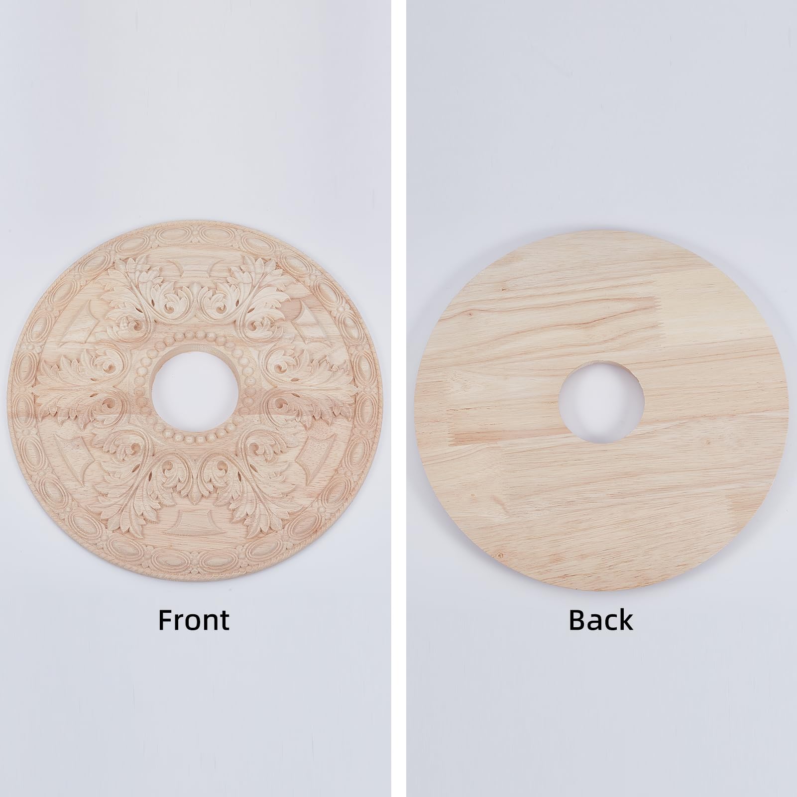 NICENEEDED Holz-Deckenzauber Medaillon, 2.76" ID x 11.81" OD | Zierring Deckenmedaillon für Heimbeleuchtung, geschnitztes traditionelles Deckenornament für Lampen und Deckenventilatoren
