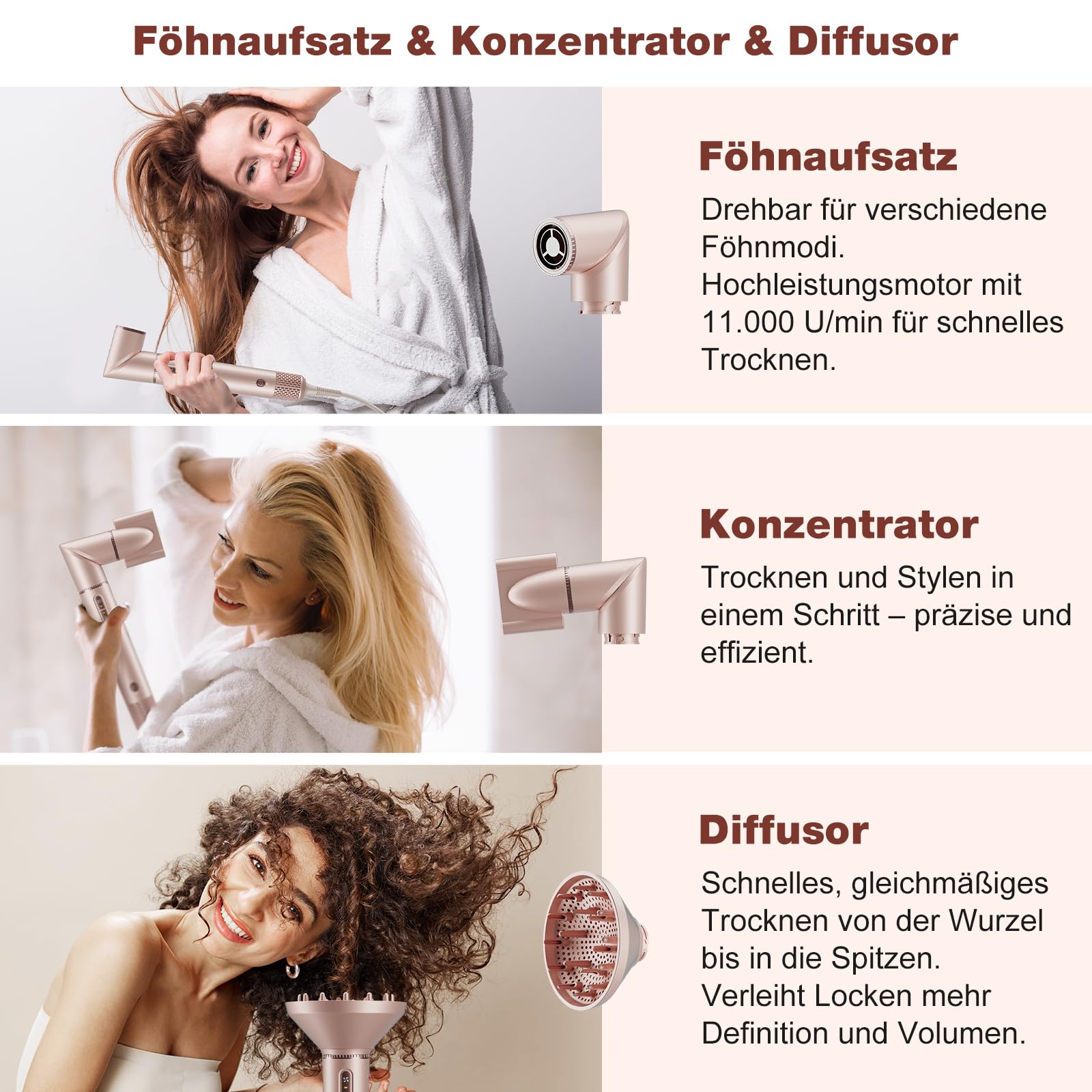 7MAGIC 7-in-1 Airstyler Set 1400W mit Ionen-Föhn und Reisebox Ansicht 8