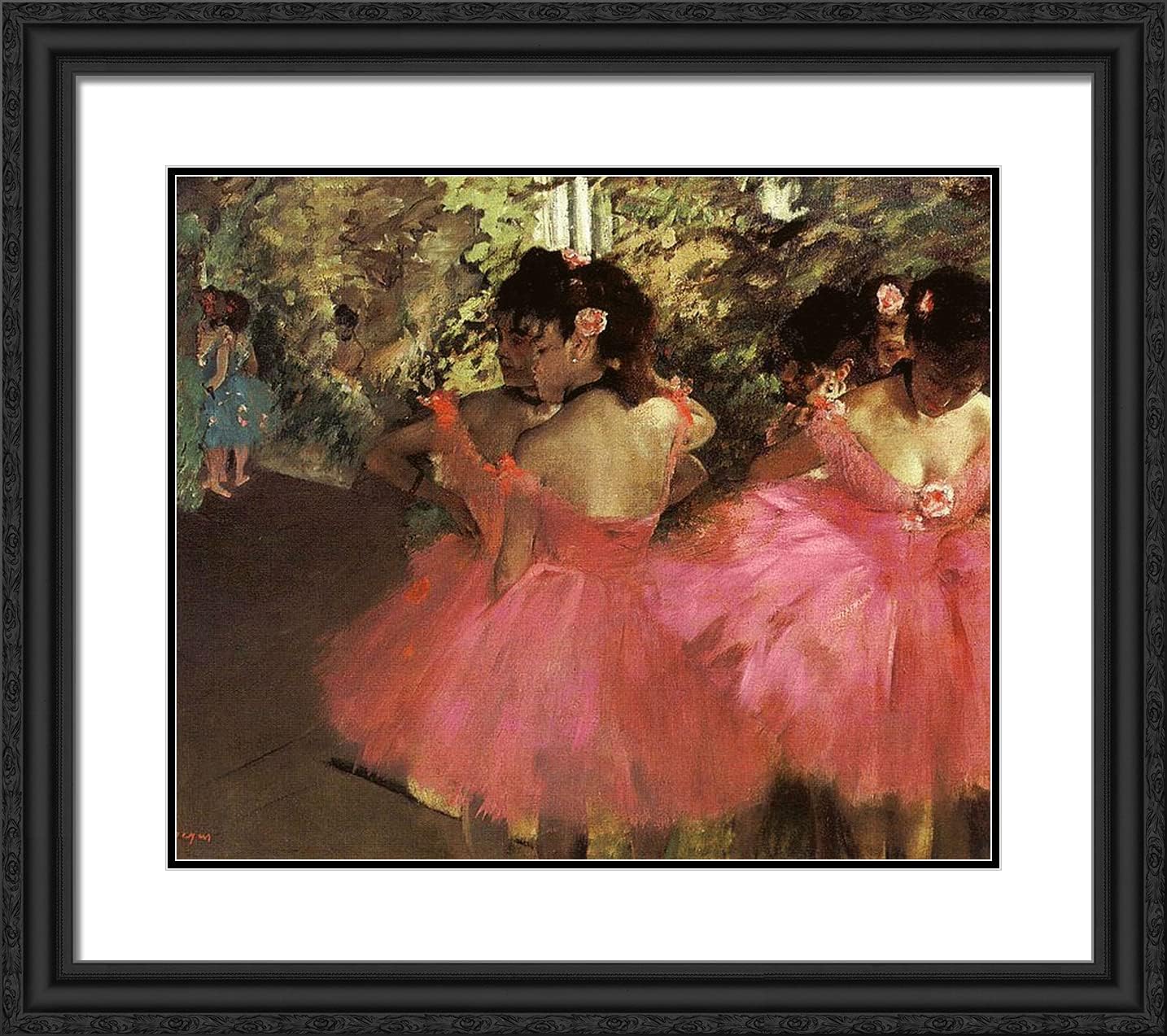 ArtDirect Degas, Edgar 22x20 Black Ornate Framed Art Print with Double Matting Titled: Dancers in Pink I