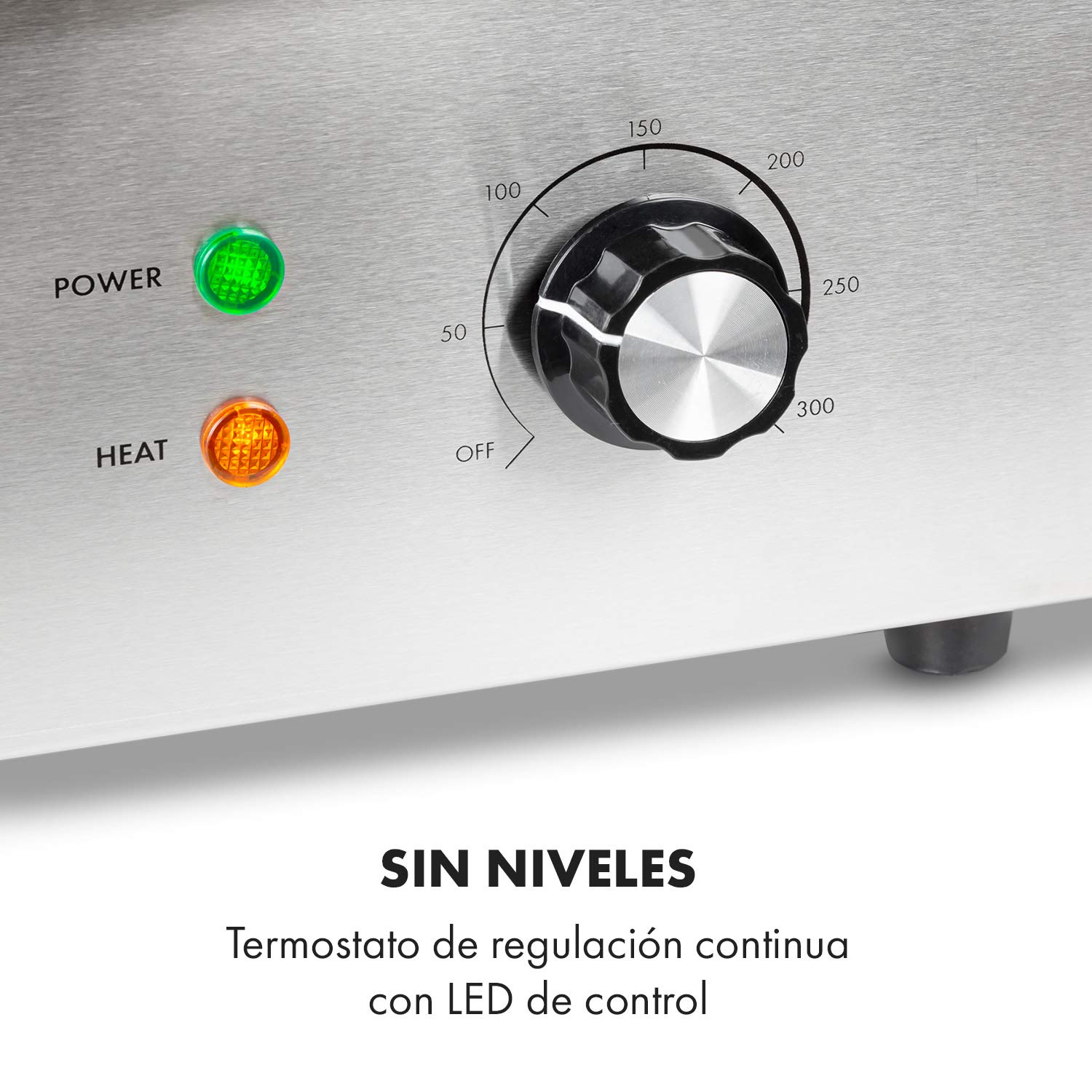 Klarstein Plancha Cocina Eléctrica Profesional l Barbacoa Acero Inoxidable 54,5 x 35 cm, Temperatura 50-300 °C, 3000W l con Bandeja Recoge Grasa, Antisalpicaduras