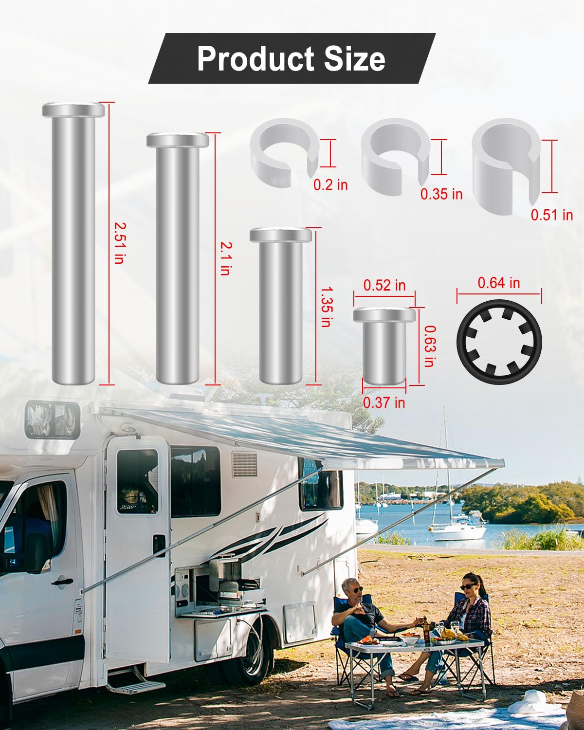Lippert Style Solera Awning Arm Repair Pin Kit For RV Camper – With Spacers, 7 Pins