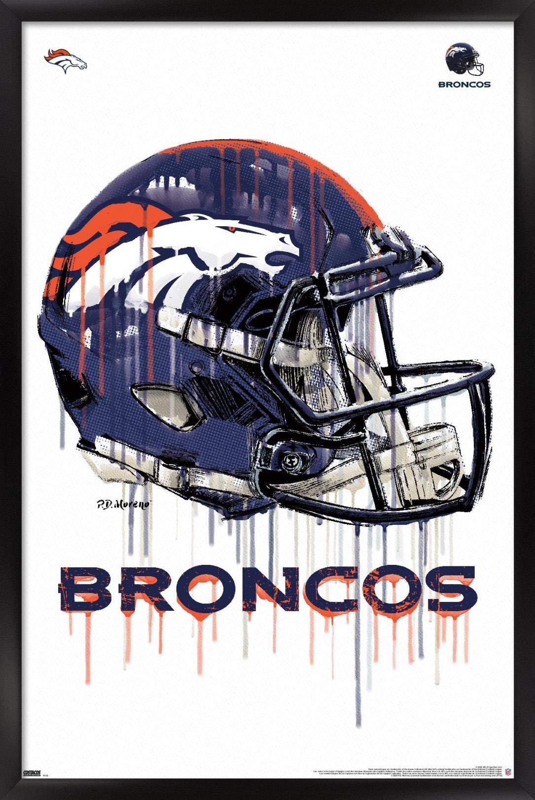 Photo 1 of *No Frame/Poster Only-See Photos* Trends International NFL Denver Broncos - Drip Helmet 20 Wall Poster, 22.375" x 34", Black Framed Version 22.375 in x 34 in Black Framed Version