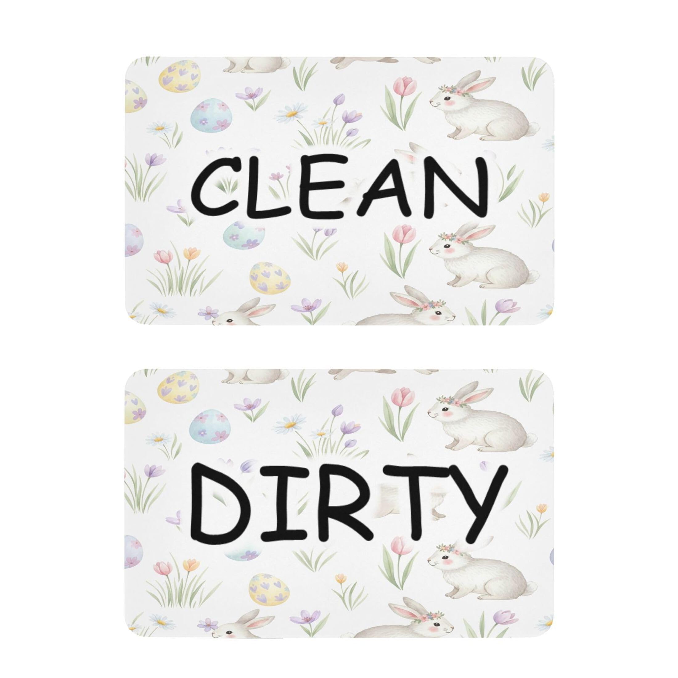 Kutsu Dishwasher Magnet Clean Dirty Sign Indicator, Bunny Fridge Magnet, Easy to Read, 2 Pack