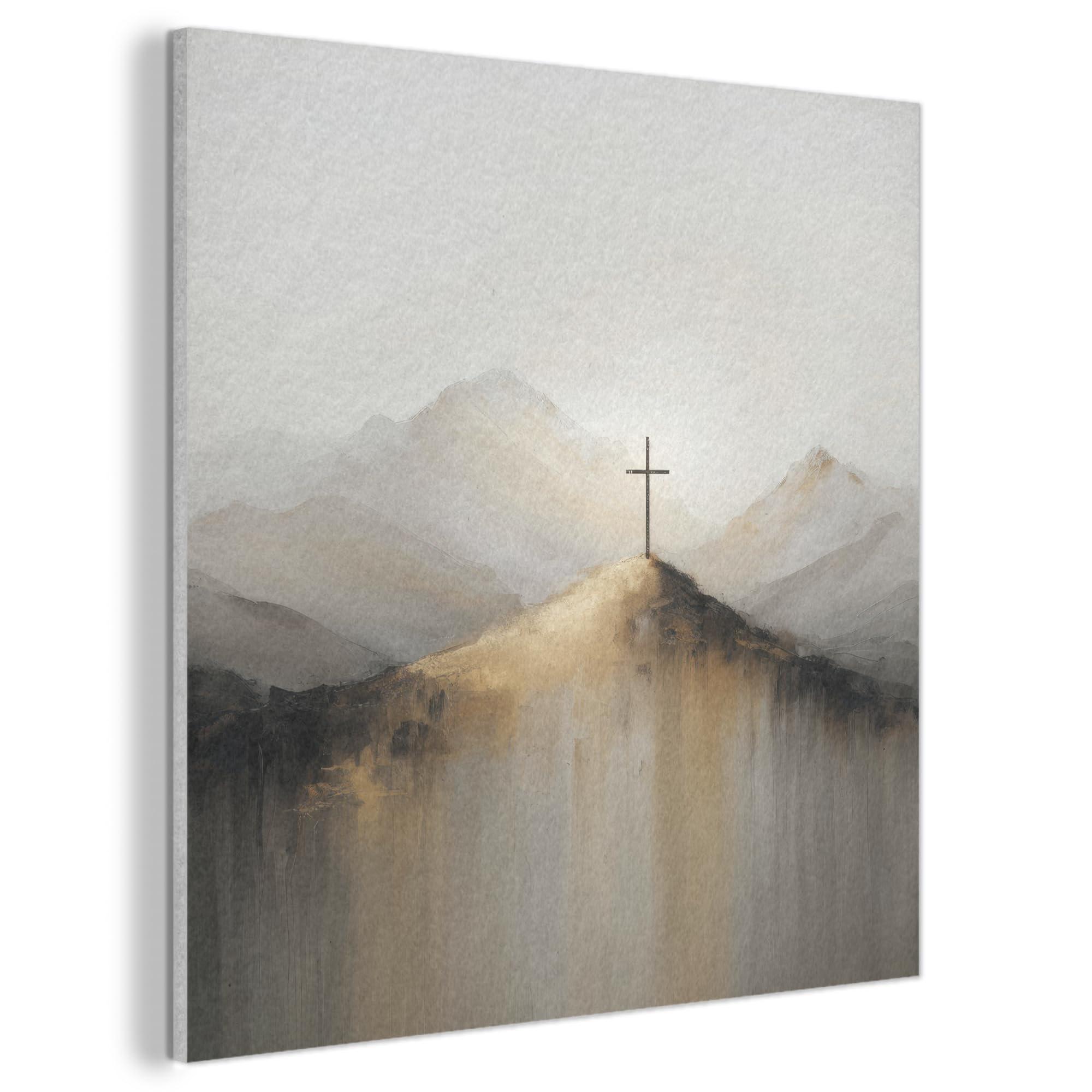 MuchoWow© Felt Panel 90x90 cm Framed Design Print Accent Interior Wallart Decoration Wall Art Hills - Abstract - Cross - Christianity