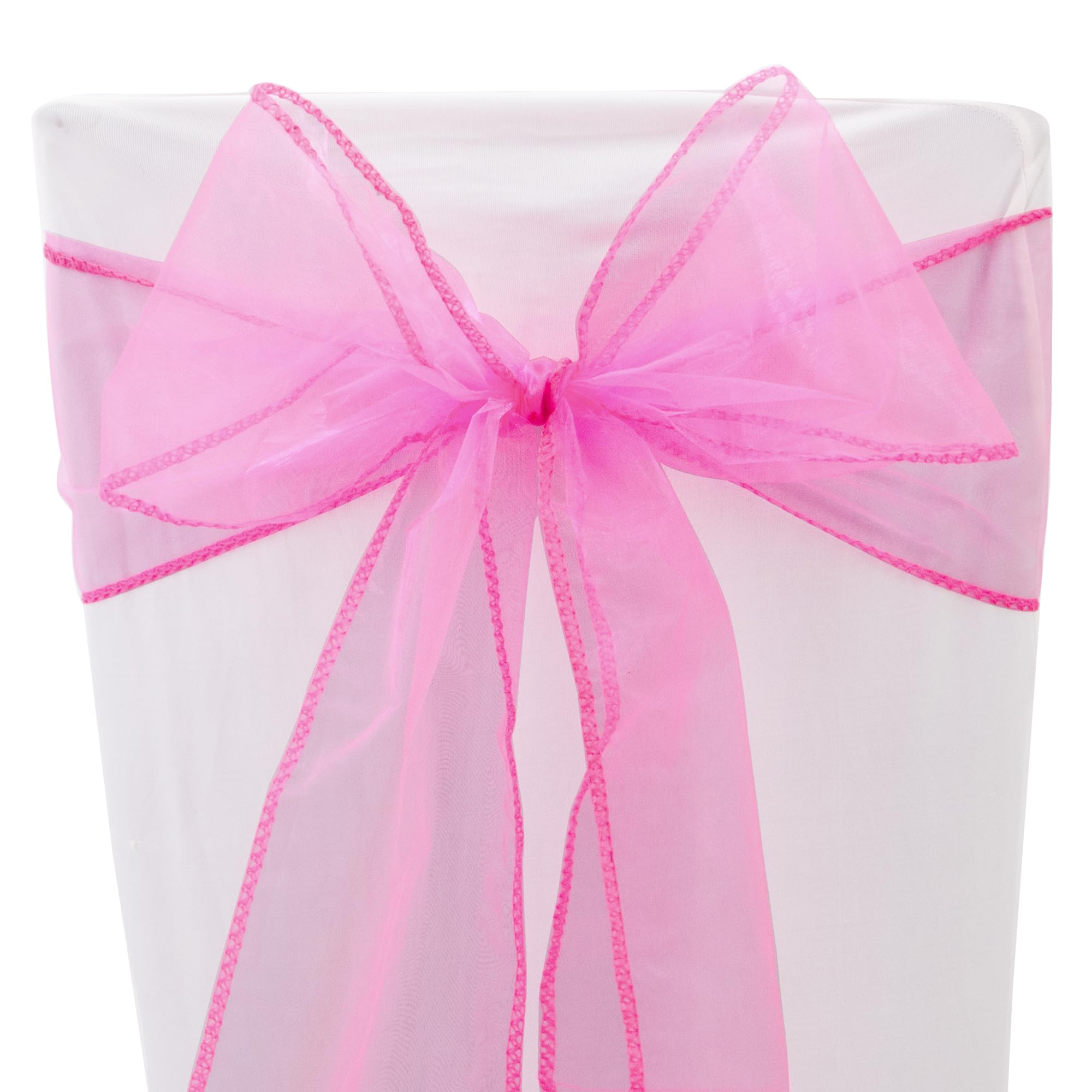 Time to Sparkle 110PCS 17x280cm Organza Chair Sashes Wider Fuller Cover Party Decoration Bow Sashes for Wedding -Fuchsia