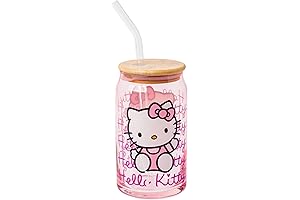 Sanrio Hello Kitty Waving Glass Mason Jar Tumbler
