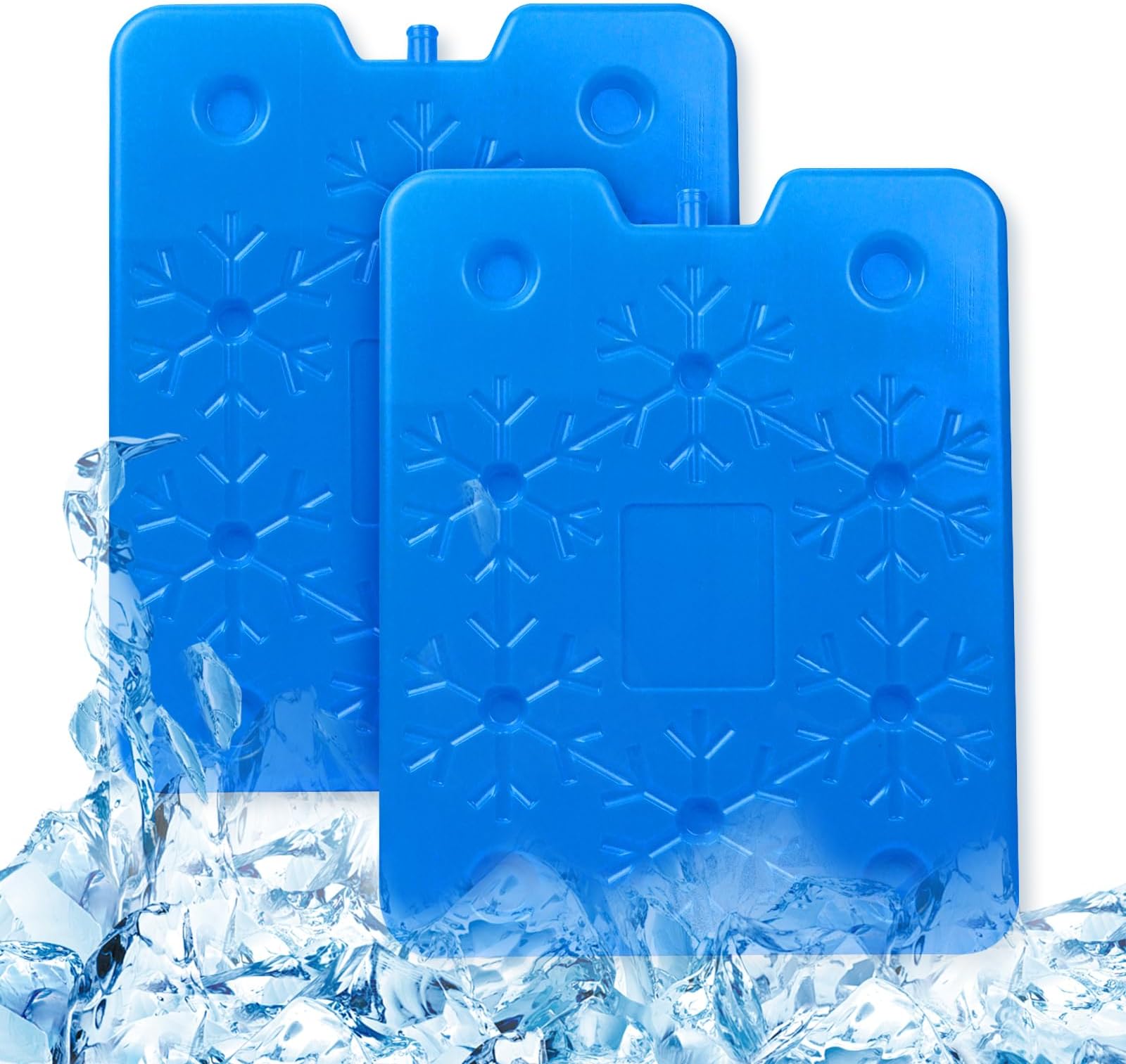 WORLD-BIO Reusable Long-Lasting Ice Packs for Lunch Box & Cooler Bags โ Thin Freeze Blocks for Breastmilk, Kids, Work, School, Picnic, Travel (Large Snowflake Pattern Two-Pack)