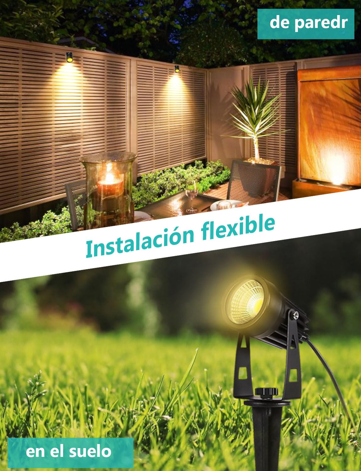 ECOWHO 6PACK Iluminación de Jardín con Piqueta de Tierra, IP65 Impermeable LED Focos de Jardín con Enchufe, Blanco Cálido 2700K Focos Camino de Luces Para el Jardín, árboles, Setos