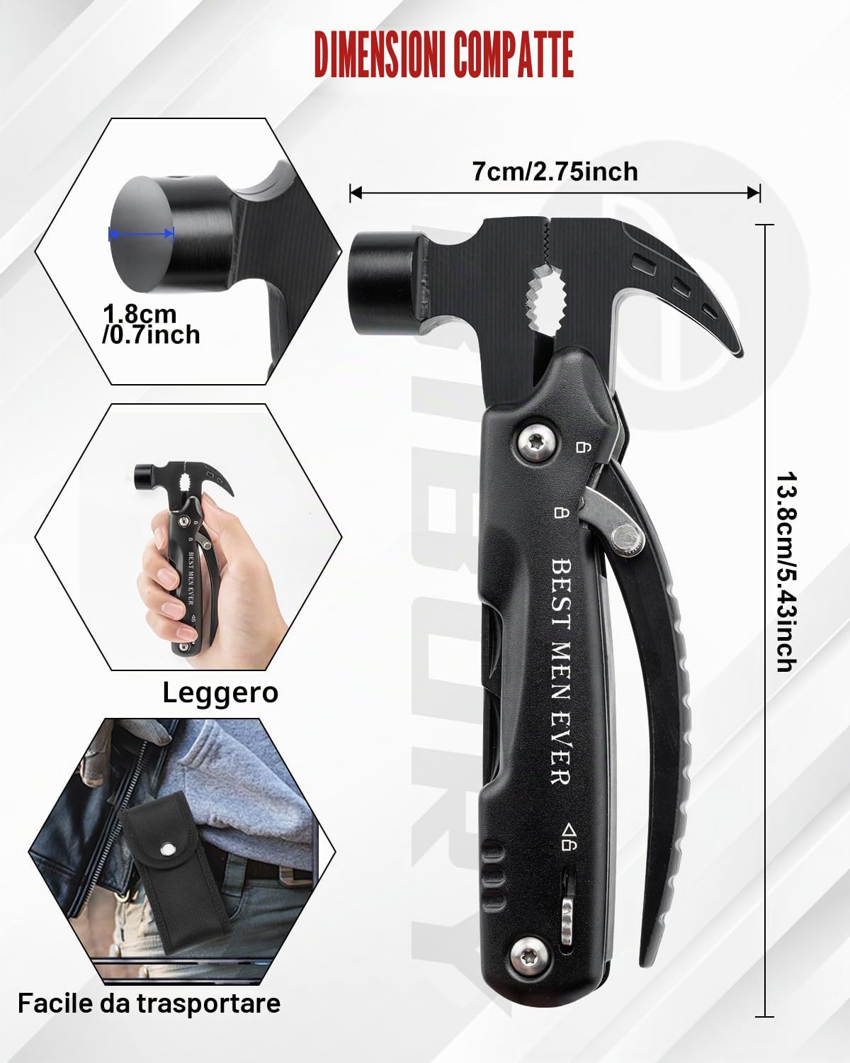 BIBURY Idee Regalo Uomo Compleanno, Pinza Multiuso, Multitool Gadget Utili, Idee Regalo Natale Uomo, Regali Natale, Campeggio Accessori, Regali Anniversario per Lui, Regalo Festa del Papà