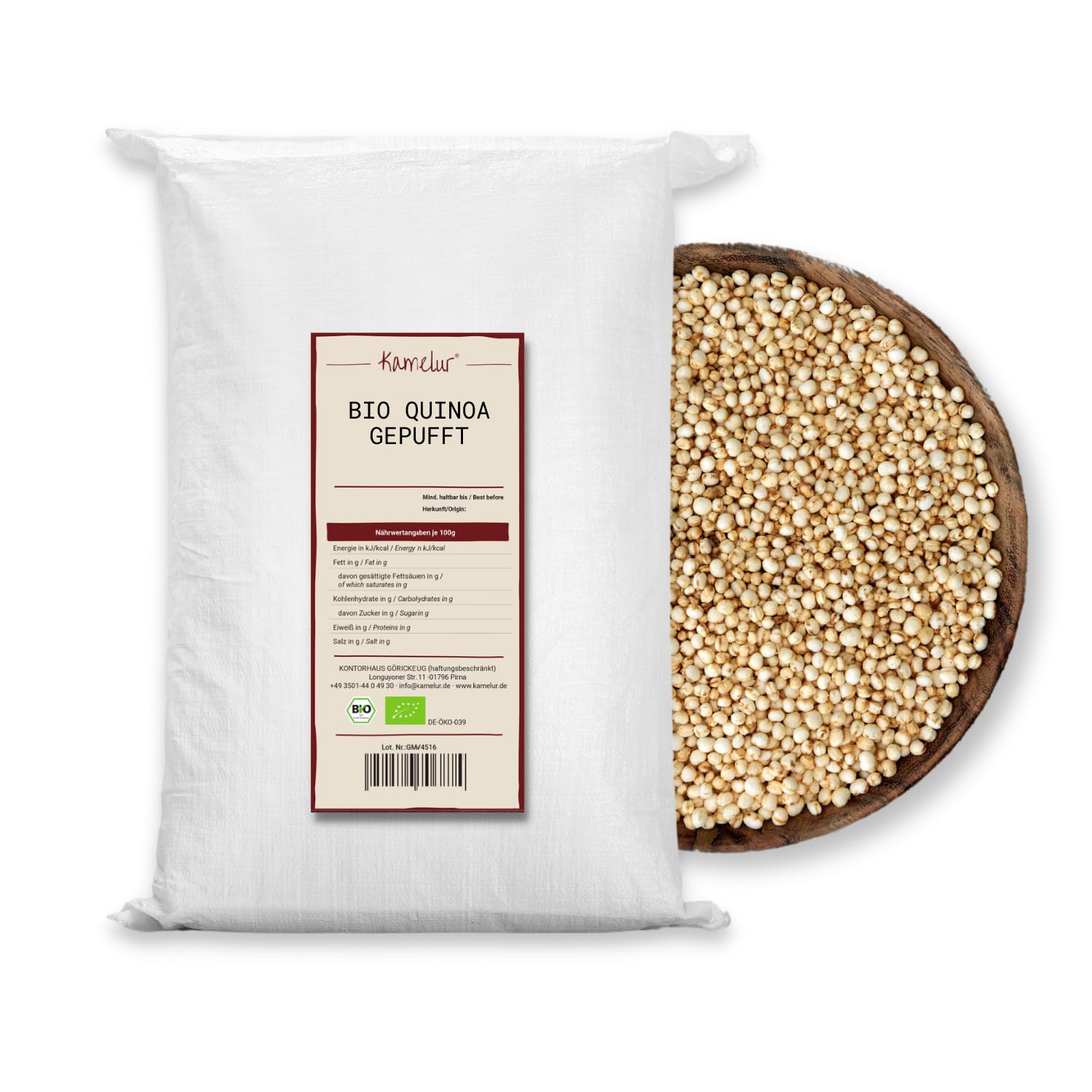 Kamelur Bio Quinoa Gepufft (15kg) Quinoa Bio für ein schmackhaftes Müsli