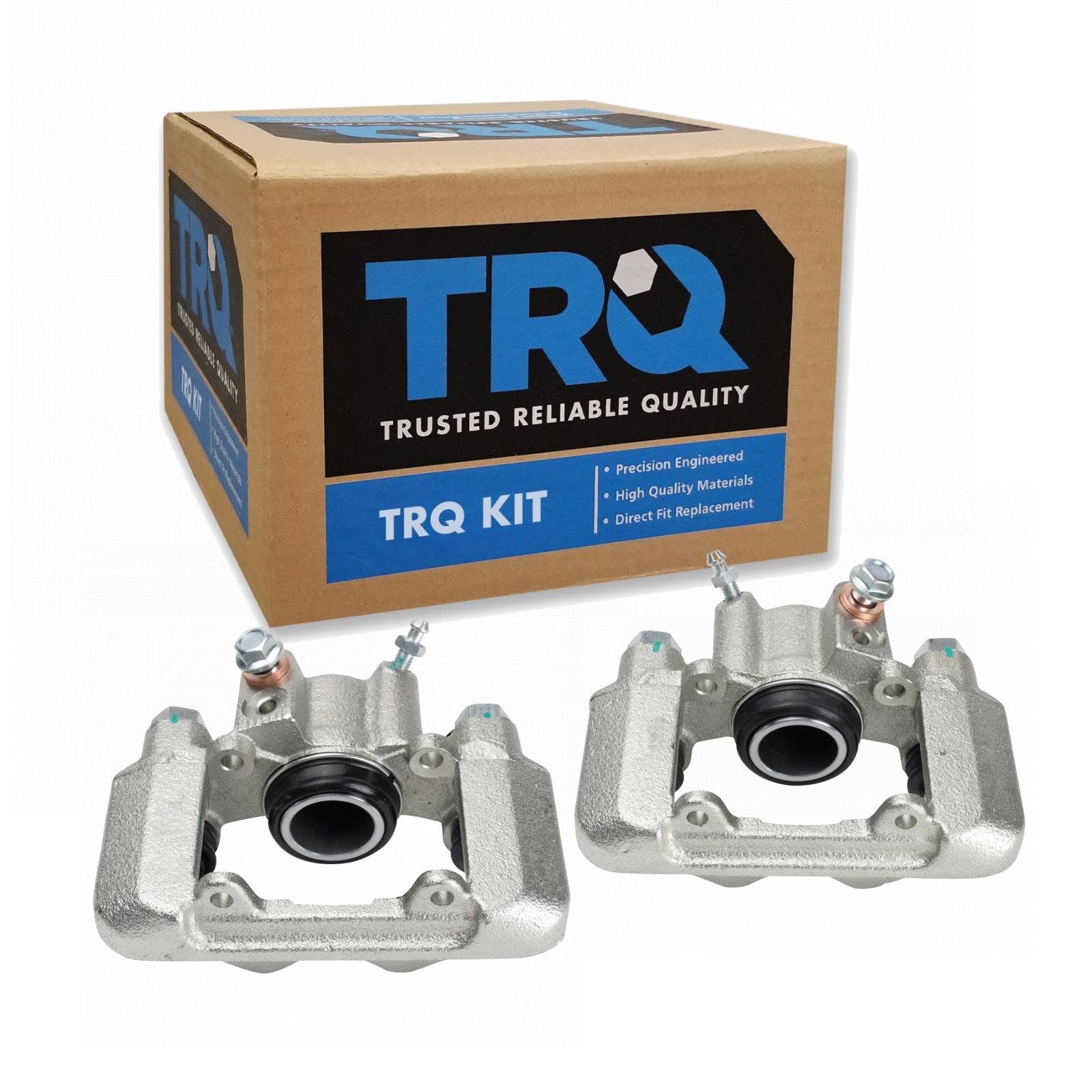 TRQ Rear Driver and Passenger Side Brake Caliper Set Caliper Brackets