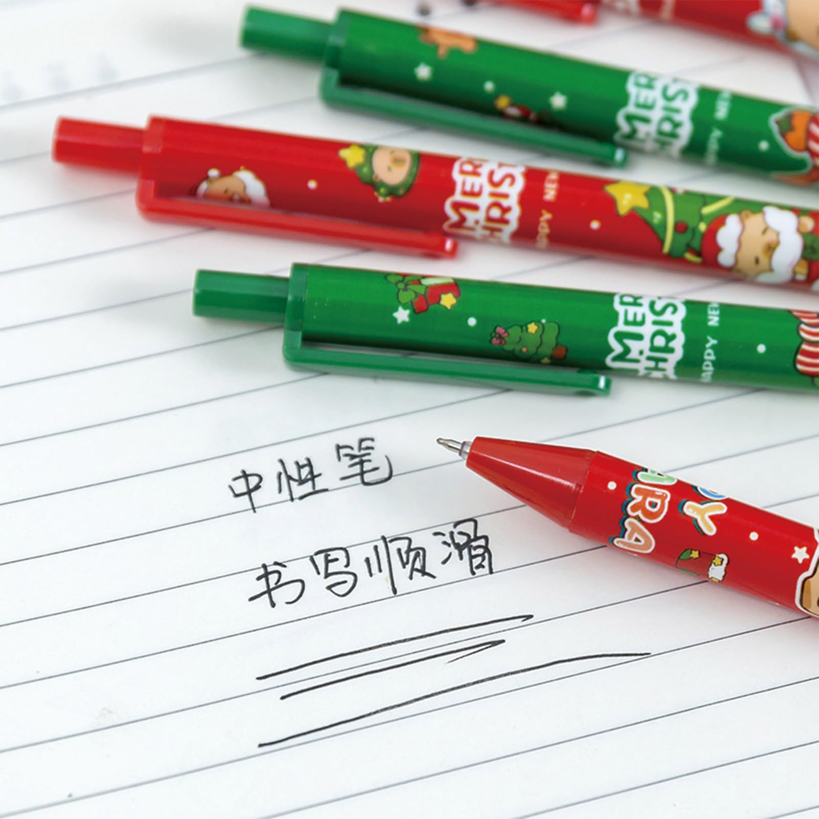 6 Pcs Cute Retractable Pens Caroon Christmas Capybara Gel Pens 0 5mm Fine Point Black Ink Smooth Writing — view 6