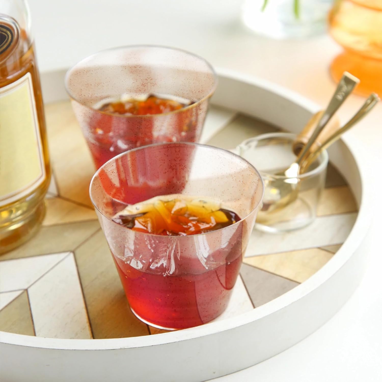 9oz Plastic Cups Disposable Glitter Cups Hard Plastic Cocktail Glasses Fancy Party Cups for Wedding, Birthday, Babyshower,Thanksgiving, Halloween,Christmas(100, Red) - Image 5