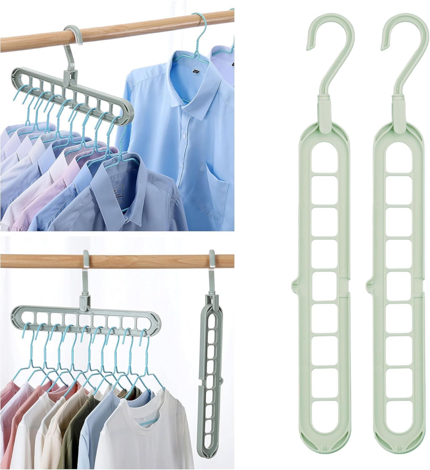 MeeTo Space Saving Hangers Multifunctional Smart Closet Organizer/Innovative Design for Heavy Clothes/Wardrobe Clothing Cascading Hanger 9 Slots/Design for Heavy Clothes Shirts Pants Dresses (2)-image-24