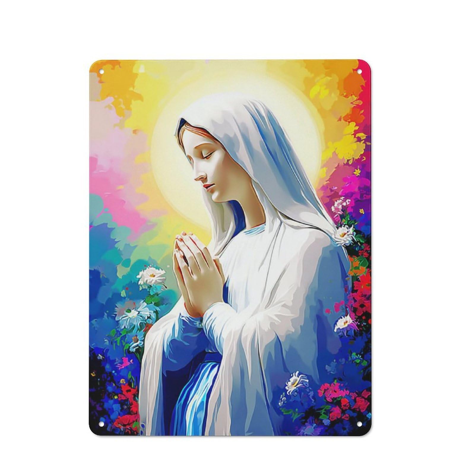 Modern Vintage Prayerful Serenity in White Metal Desk Wall Sign 40x30cm, Office Wall Decor for Office, Study, Studio Or Hallway