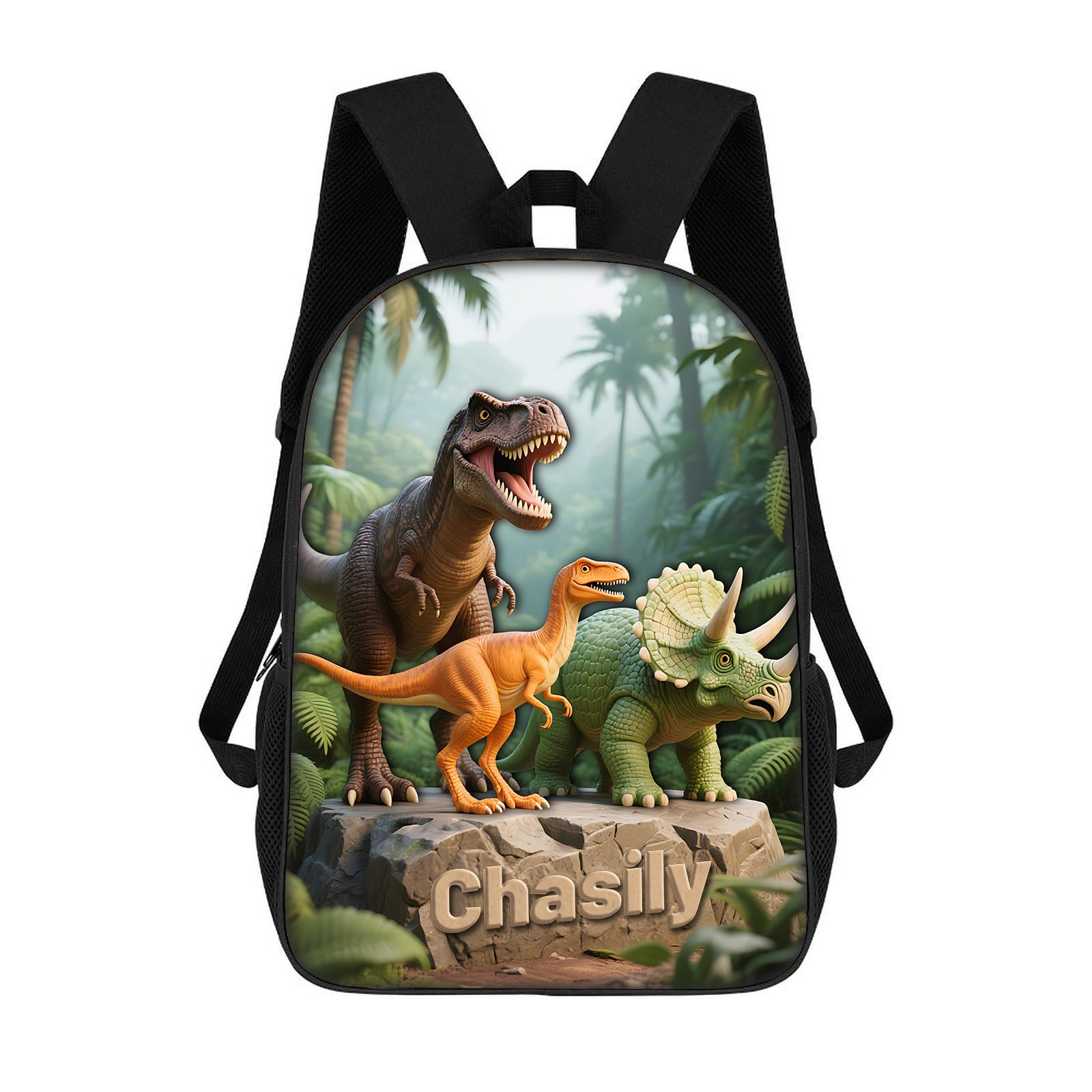 LZKYCTO Personalized Dinosaur Theme Backpack With Name, Custom Dinosaur Backbag, Cute Animals Zoo Forest Park Travel Casual Back Pack Birthday Gift
